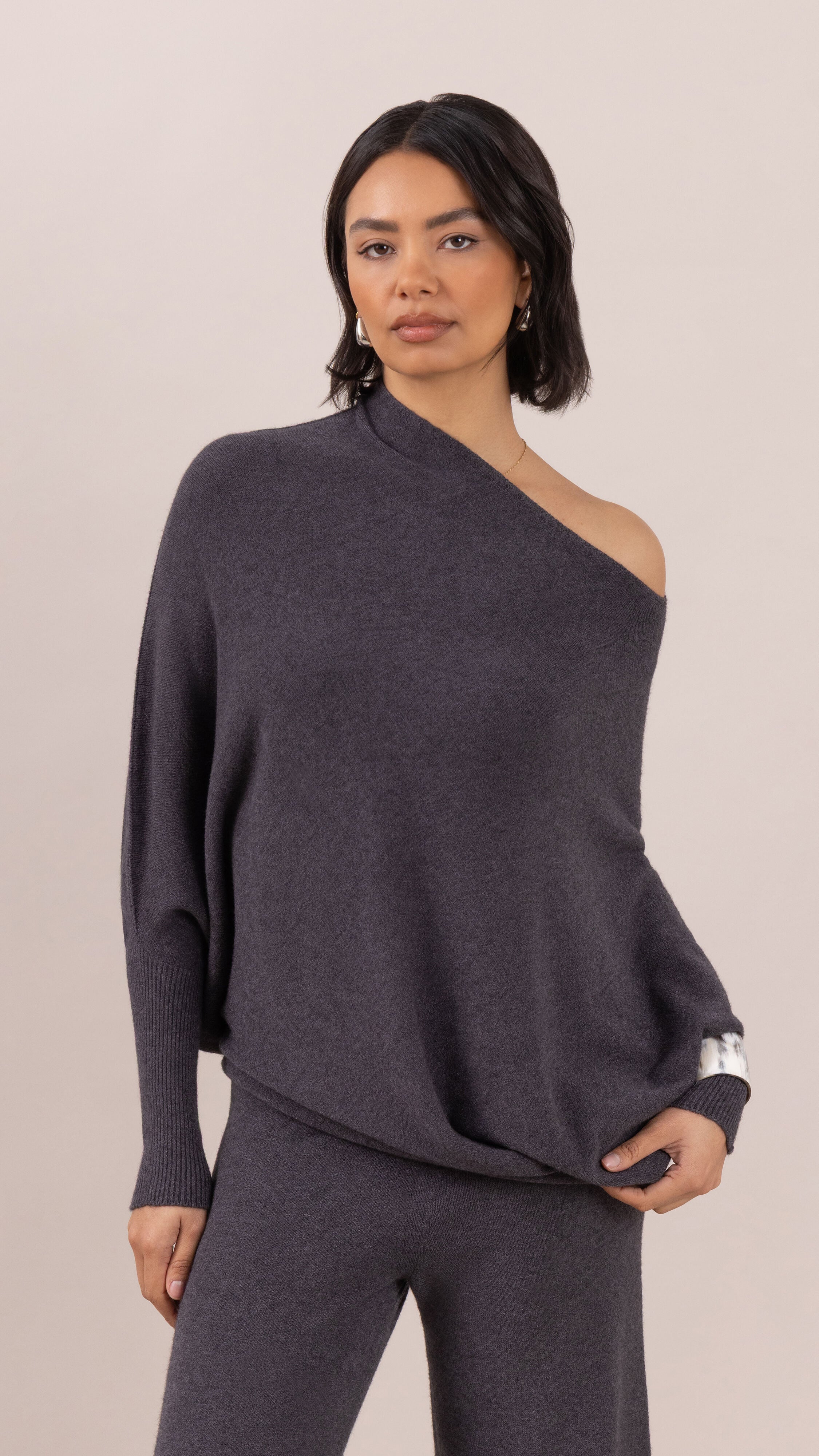 Natalie Asymmetric Sweater - Anthracite