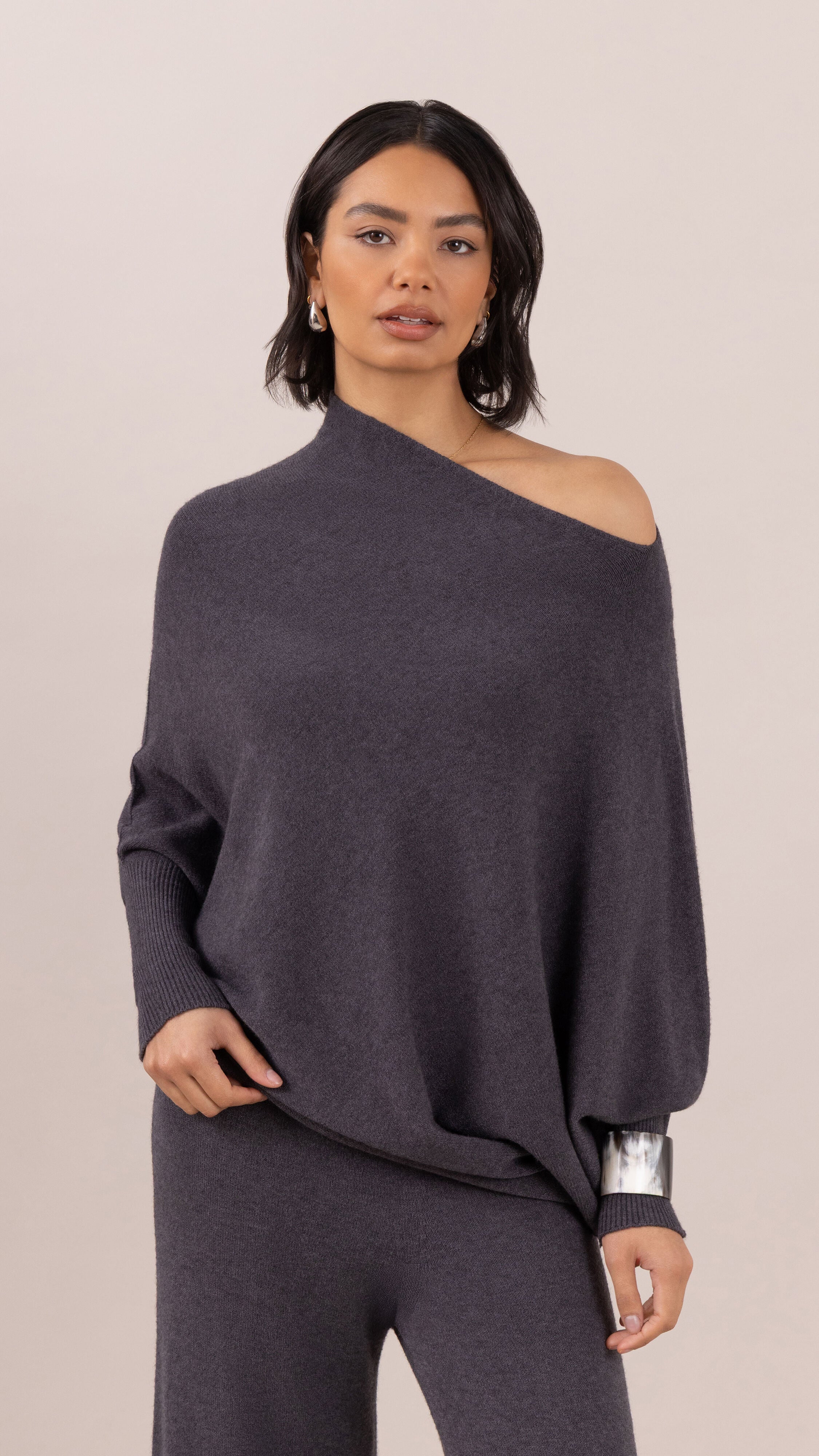 Natalie Asymmetric Sweater - Anthracite