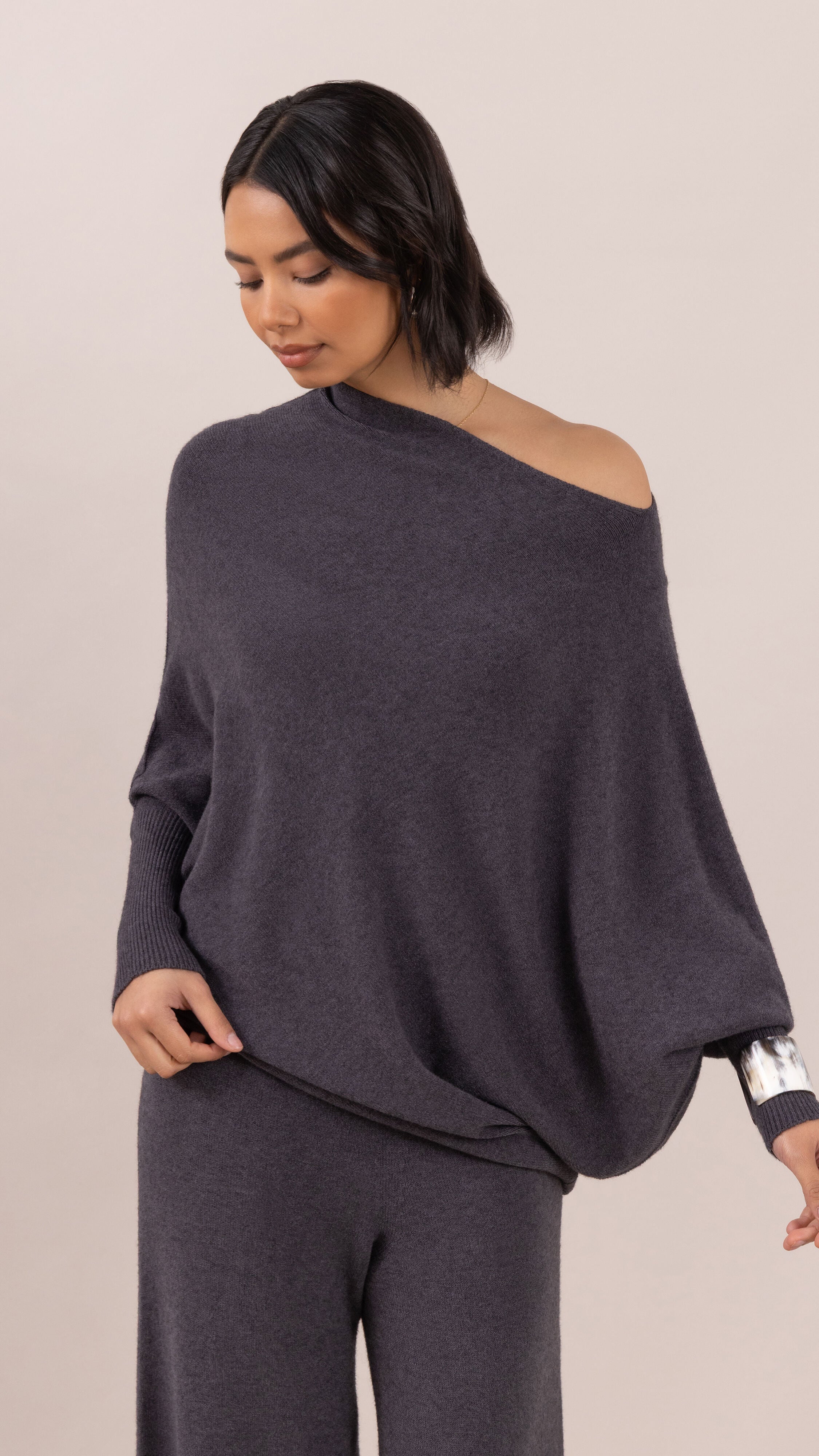 Natalie Asymmetric Sweater - Anthracite