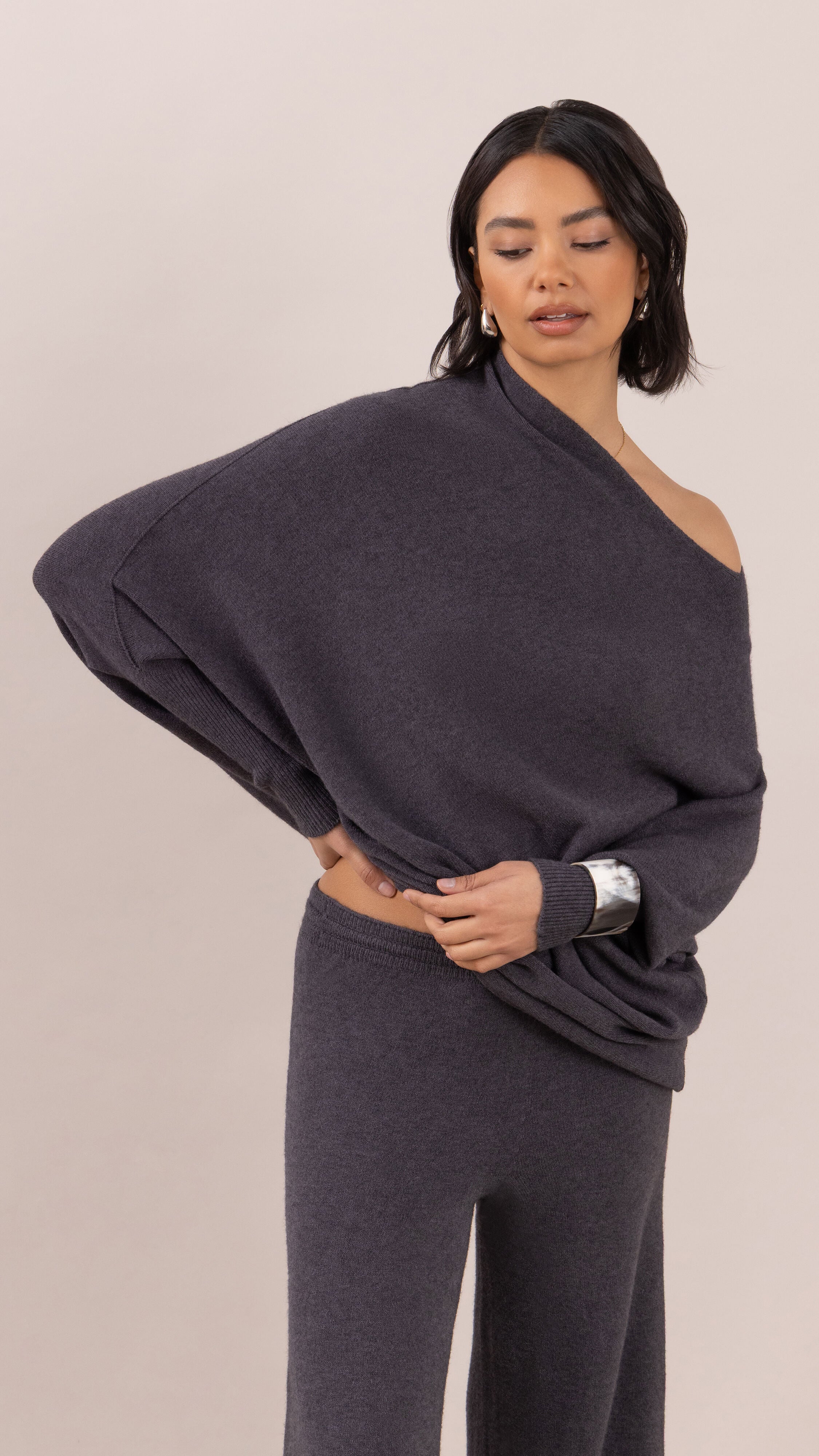 Natalie Asymmetric Sweater - Anthracite
