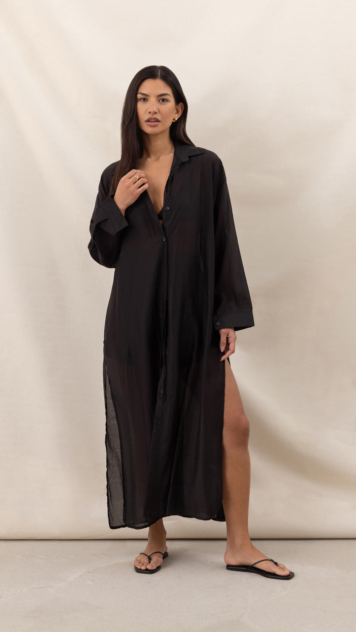 IZZIE LONG SHIRT - BLACK