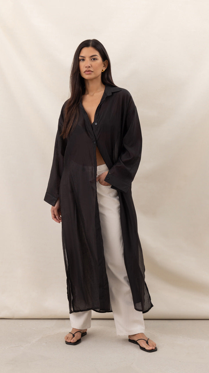 IZZIE LONG SHIRT - BLACK