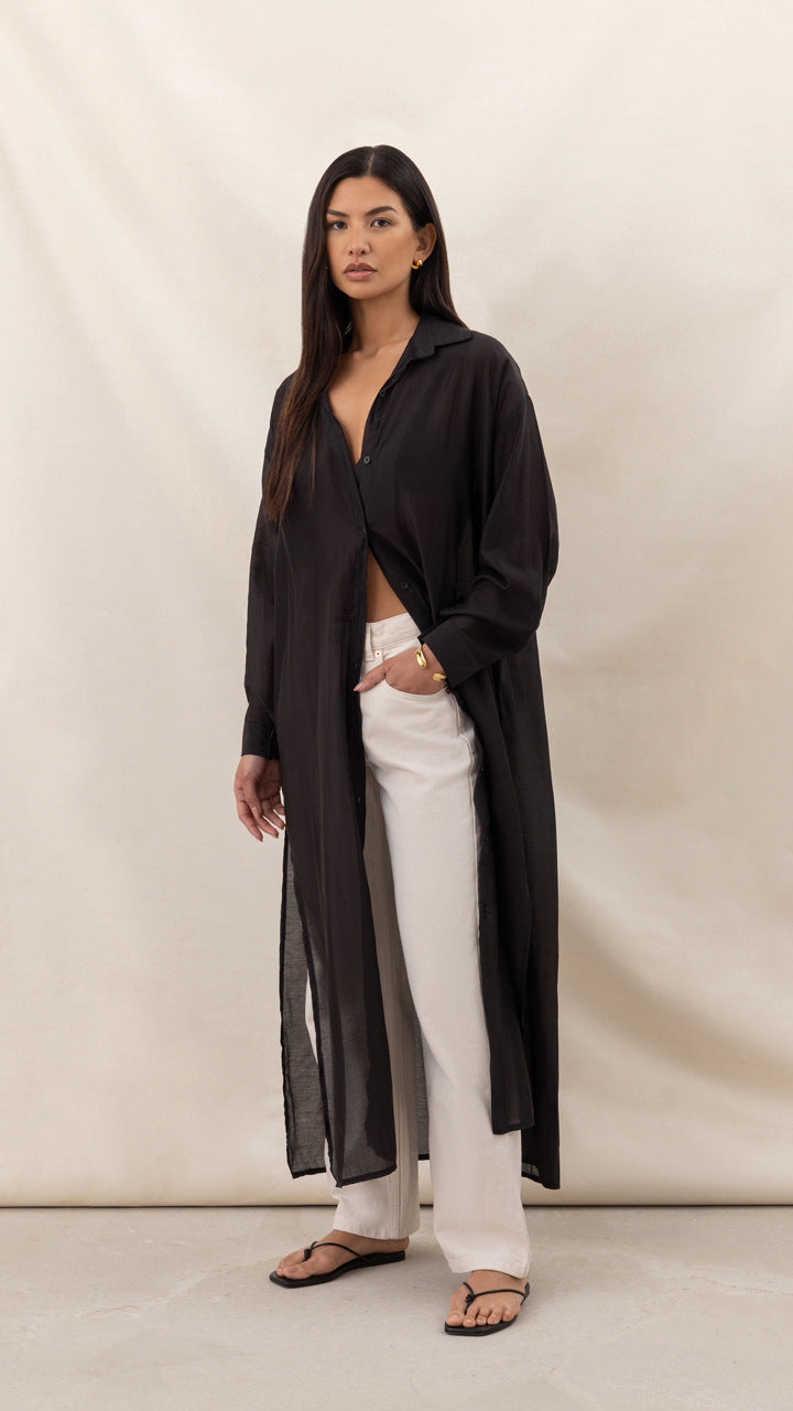 IZZIE LONG SHIRT - BLACK