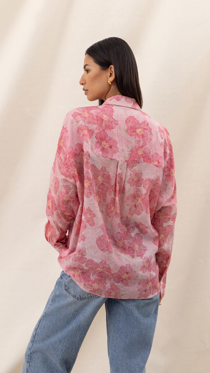 LIBBY PRINTED SHIRT - ROSE FLORAL PRINT