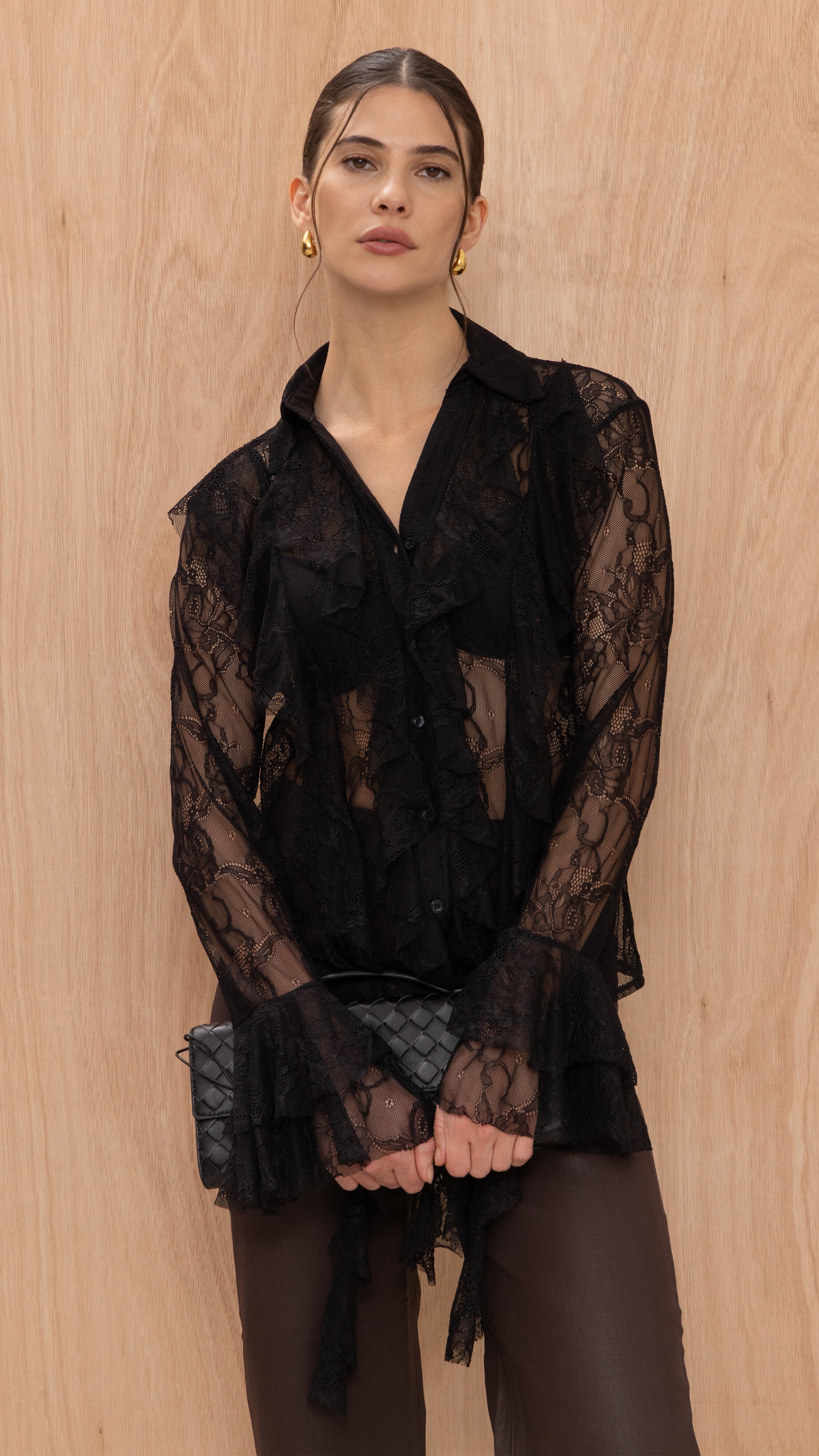 Lilly Lace Shirt  - Black