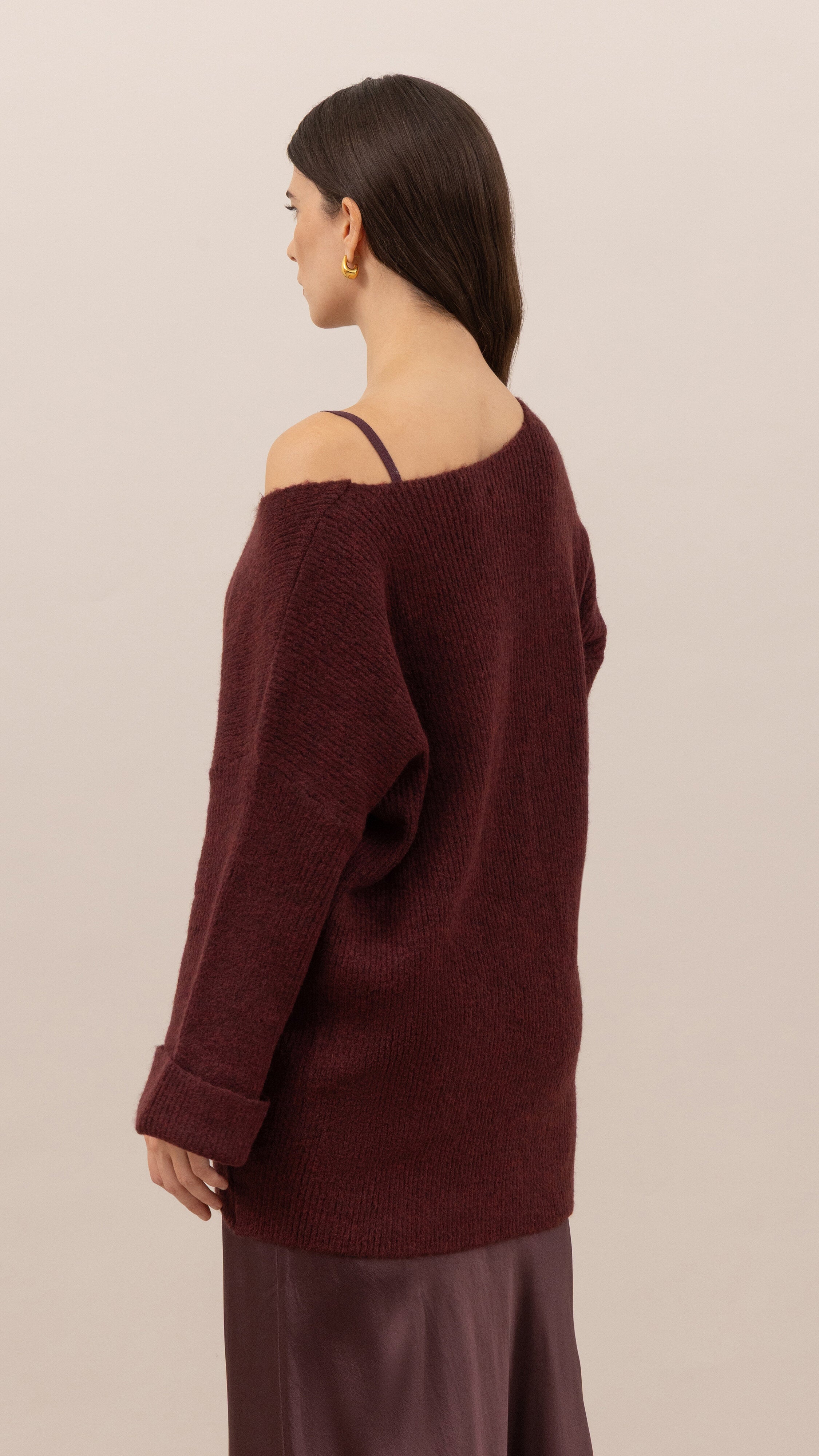 Luisa Sweater and Scarf   - Burgundy