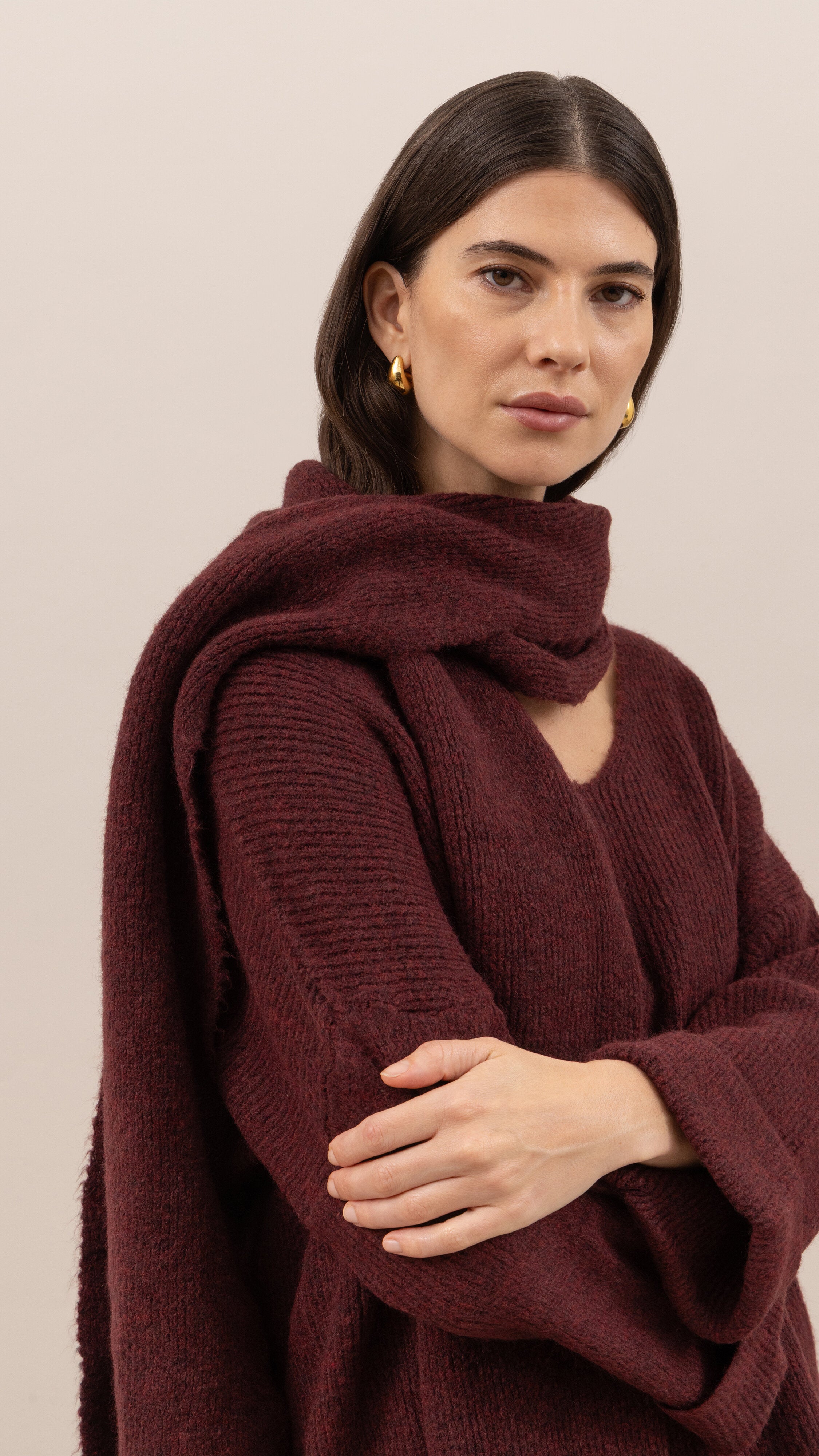 Luisa Sweater and Scarf   - Burgundy