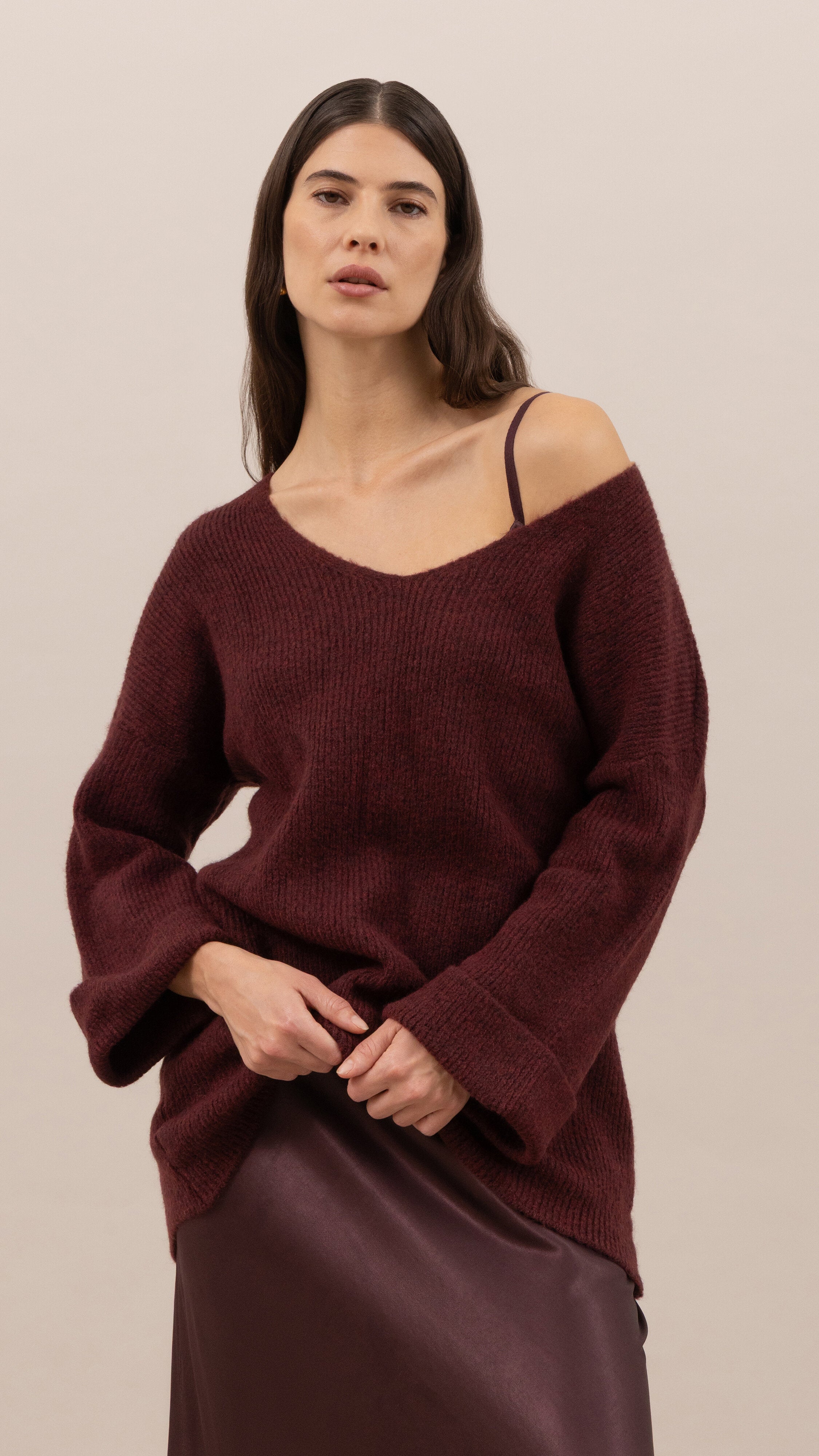 Luisa Sweater and Scarf   - Burgundy