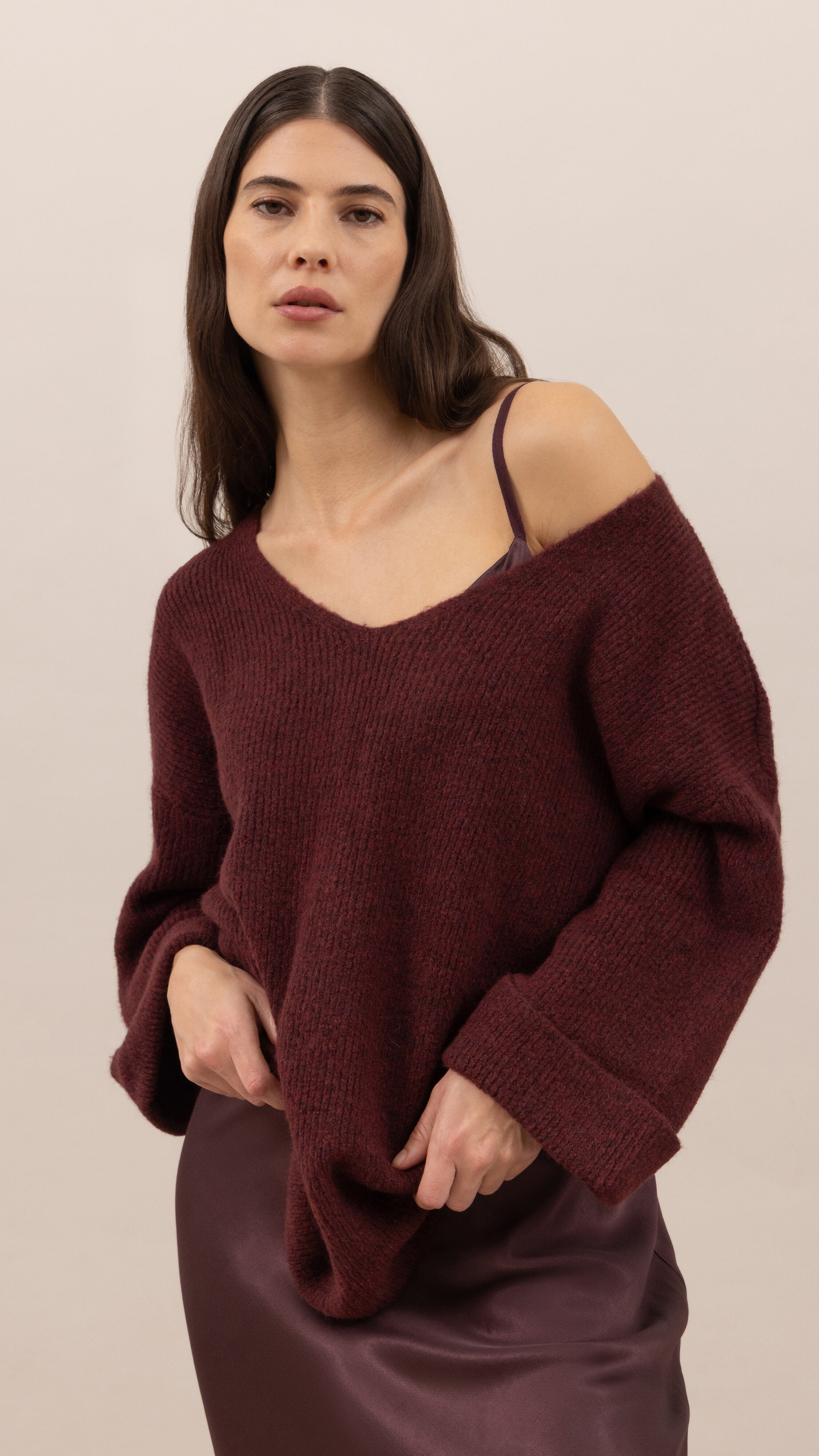 Luisa Sweater and Scarf   - Burgundy