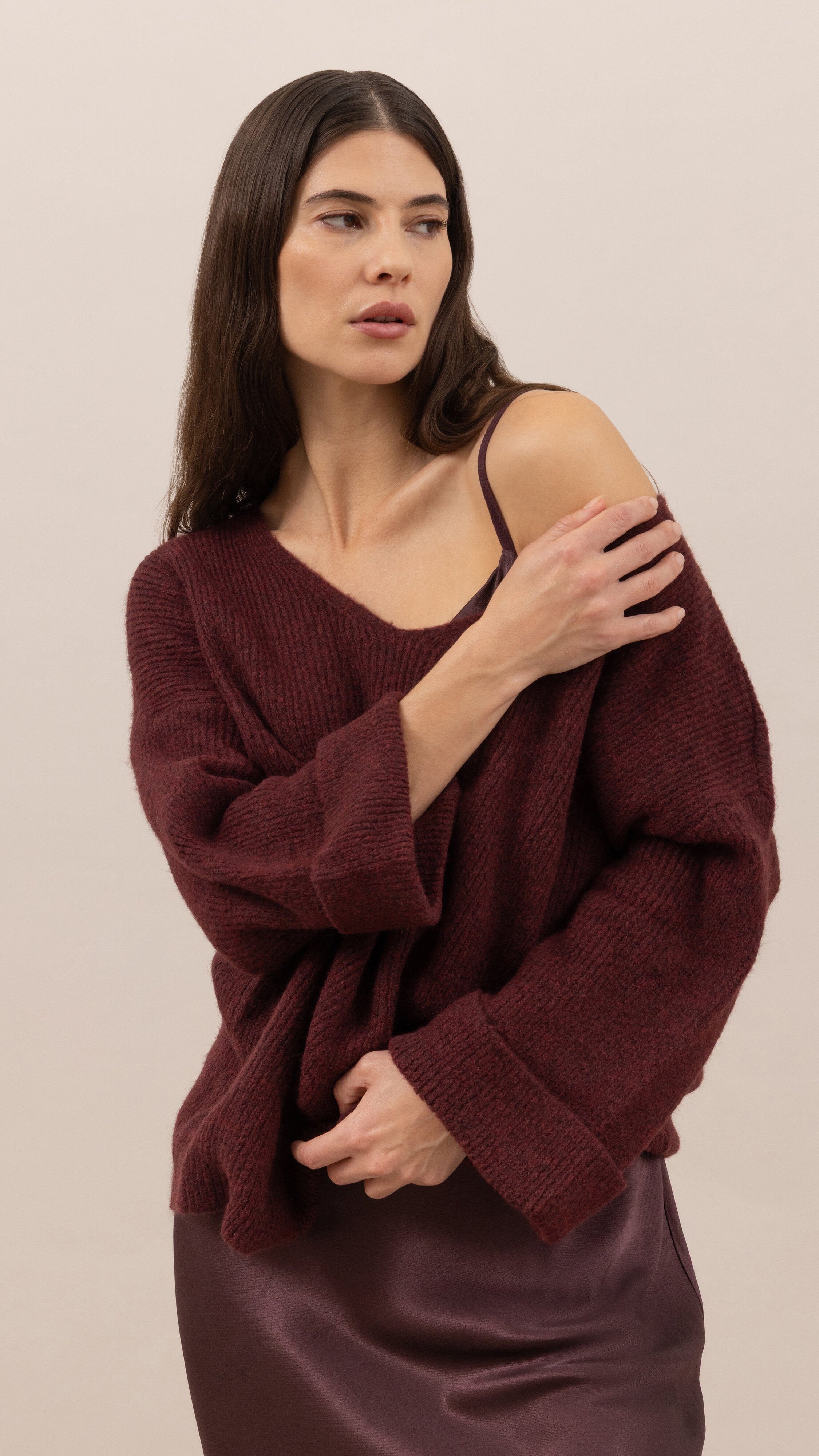 Luisa Sweater and Scarf   - Burgundy