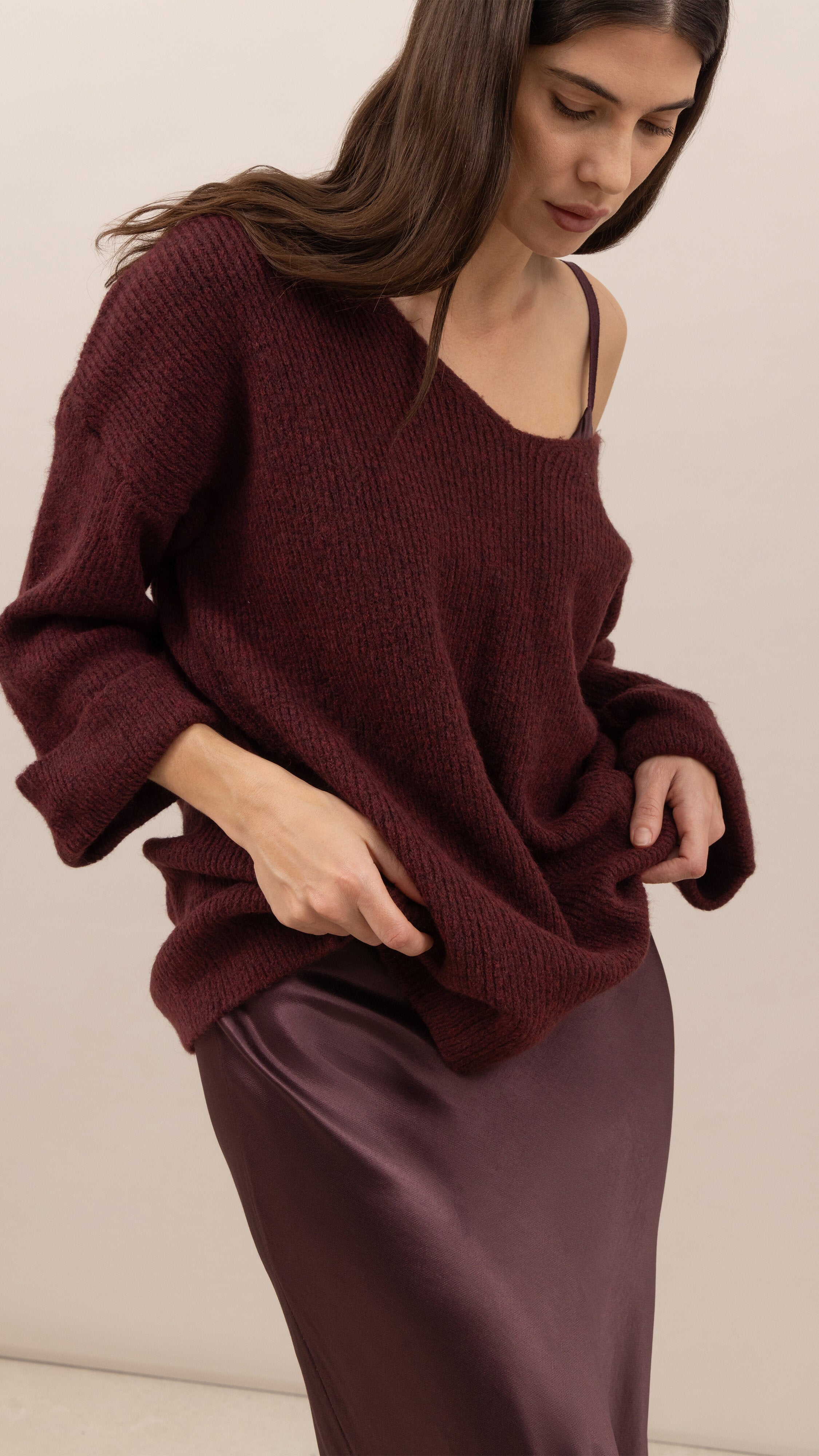 Luisa Sweater and Scarf   - Burgundy