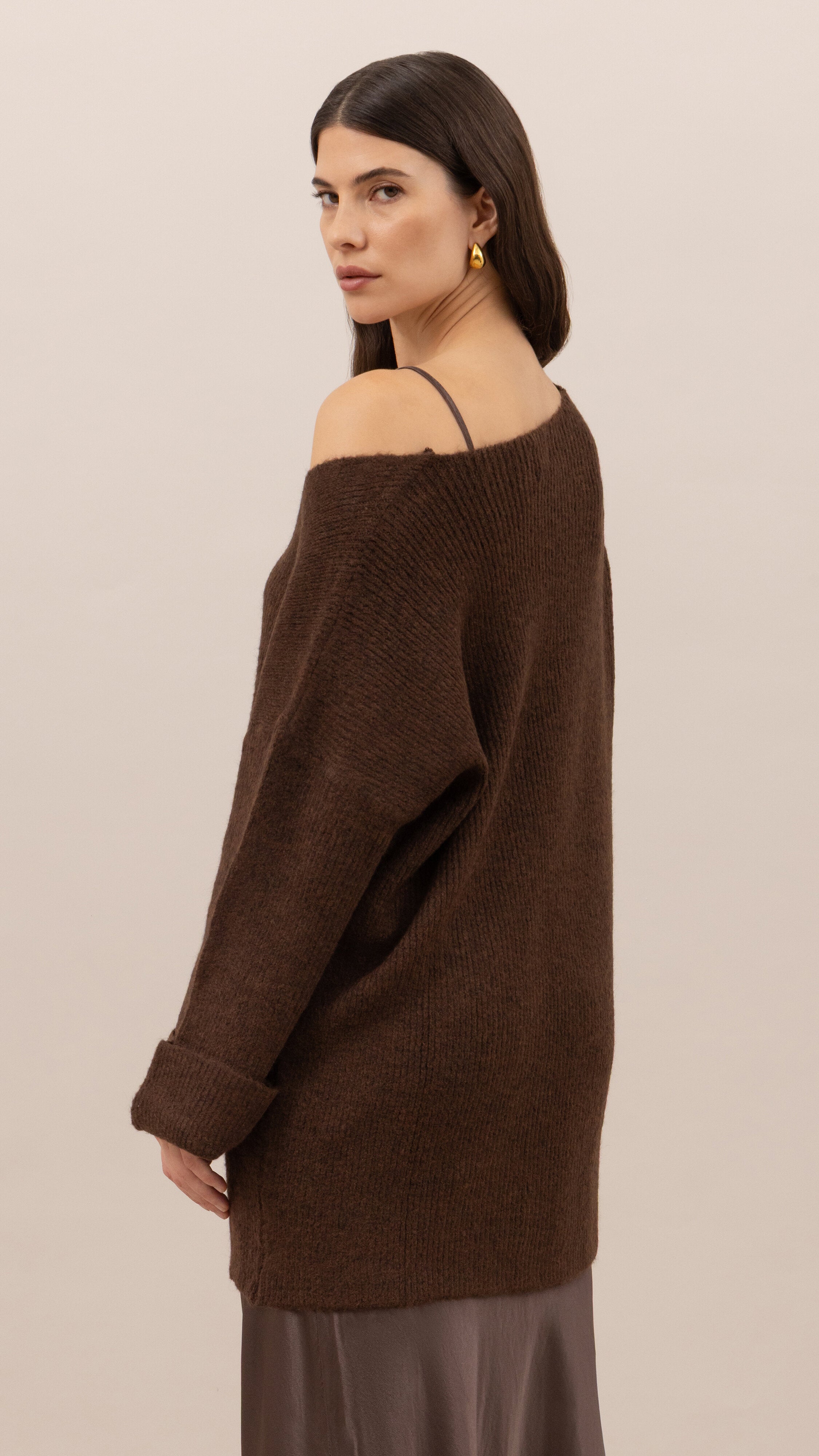 Luisa Sweater and Scarf   - Dark espresso