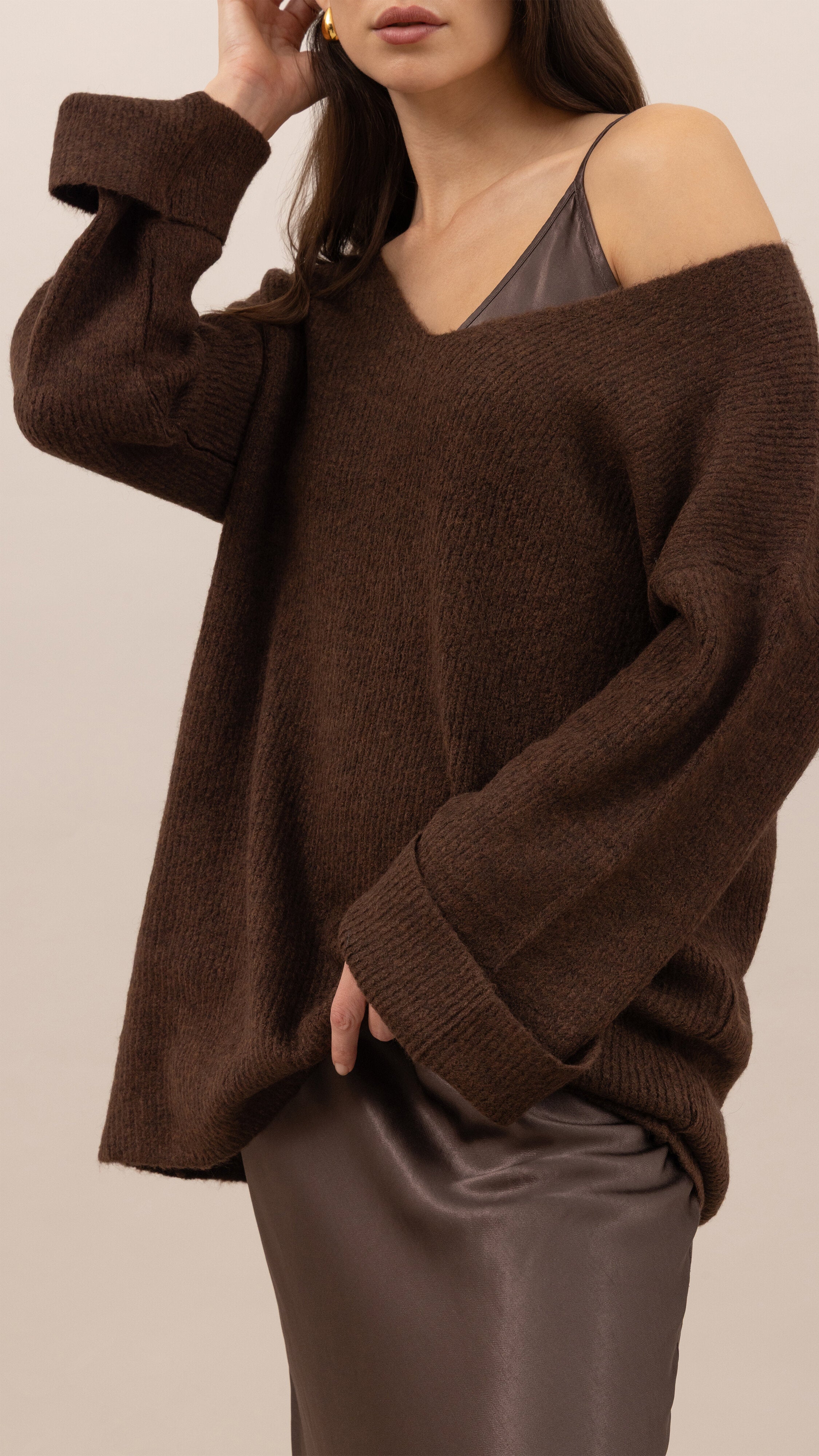 Luisa Sweater and Scarf   - Dark espresso