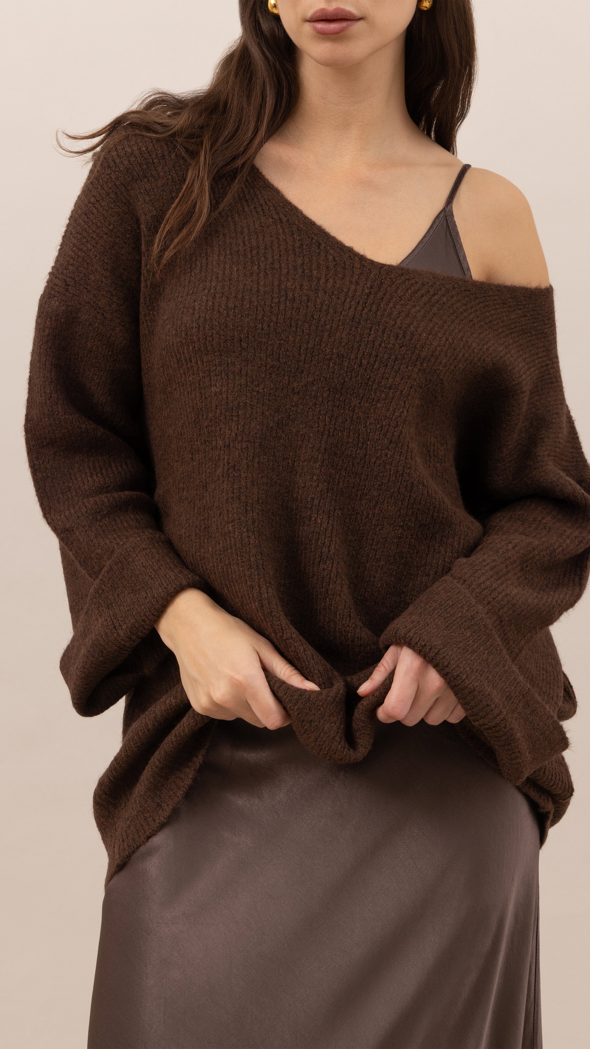 Luisa Sweater and Scarf   - Dark espresso