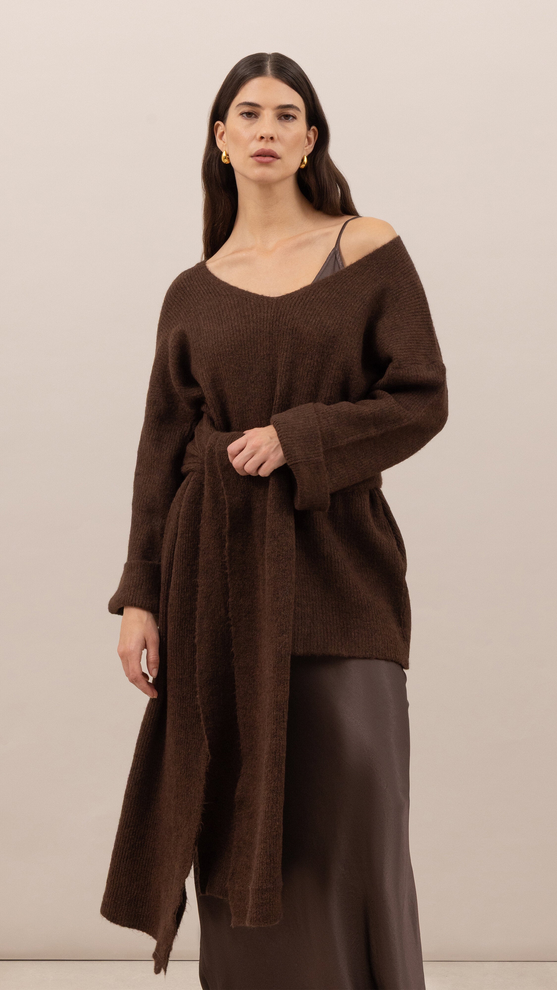 Luisa Sweater and Scarf   - Dark espresso