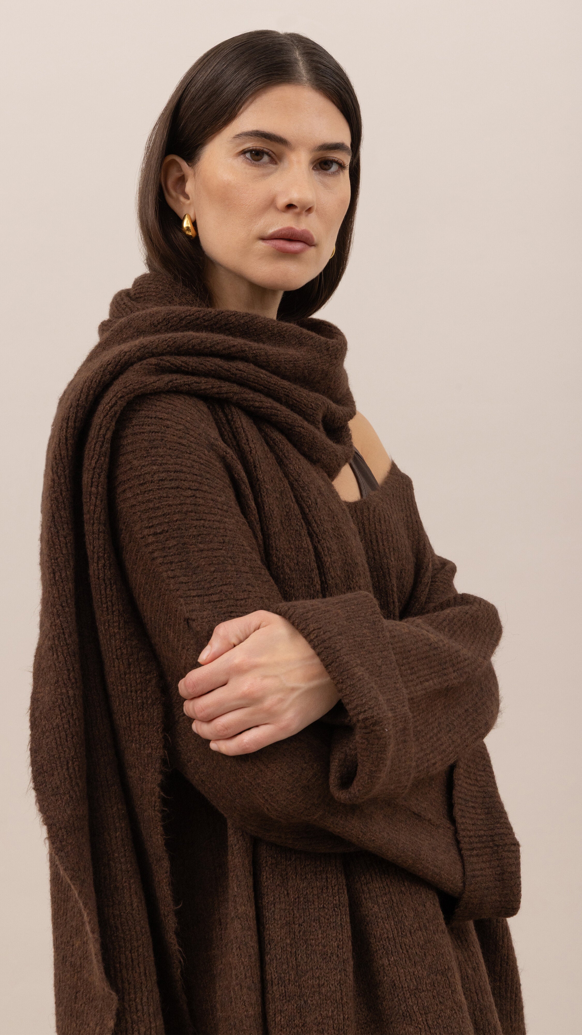 Luisa Sweater and Scarf   - Dark espresso