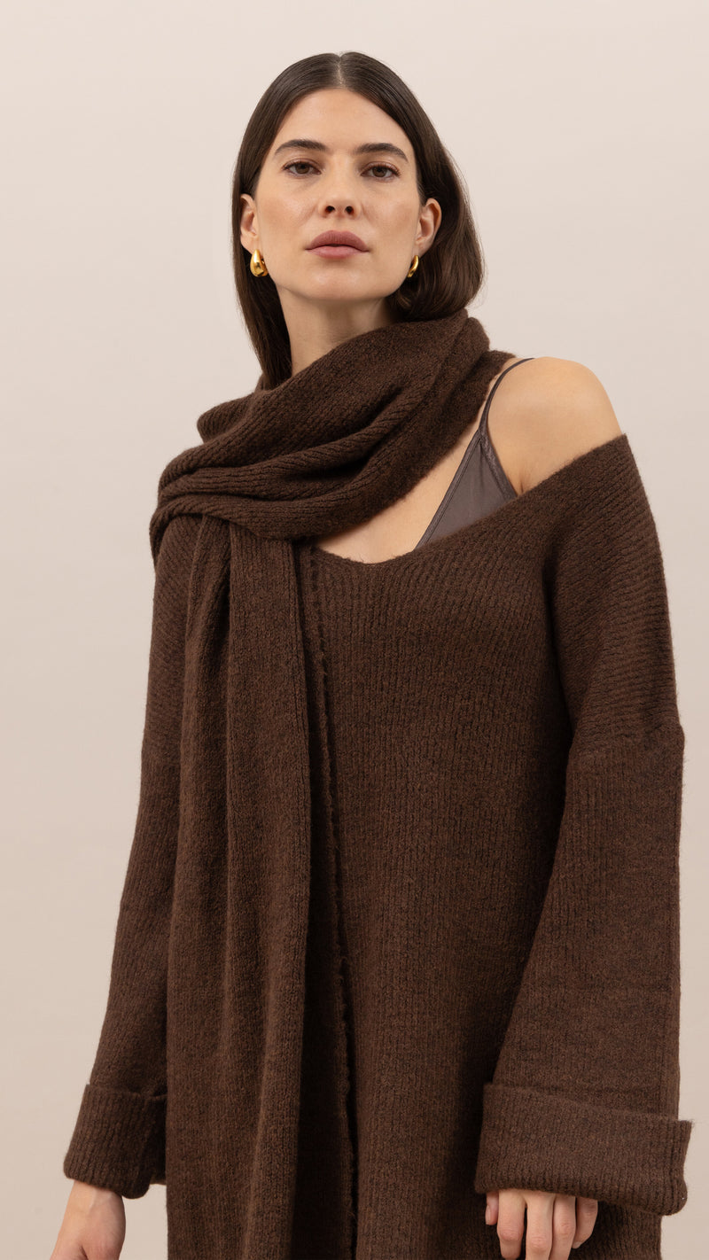 Luisa Sweater and Scarf   - Dark espresso