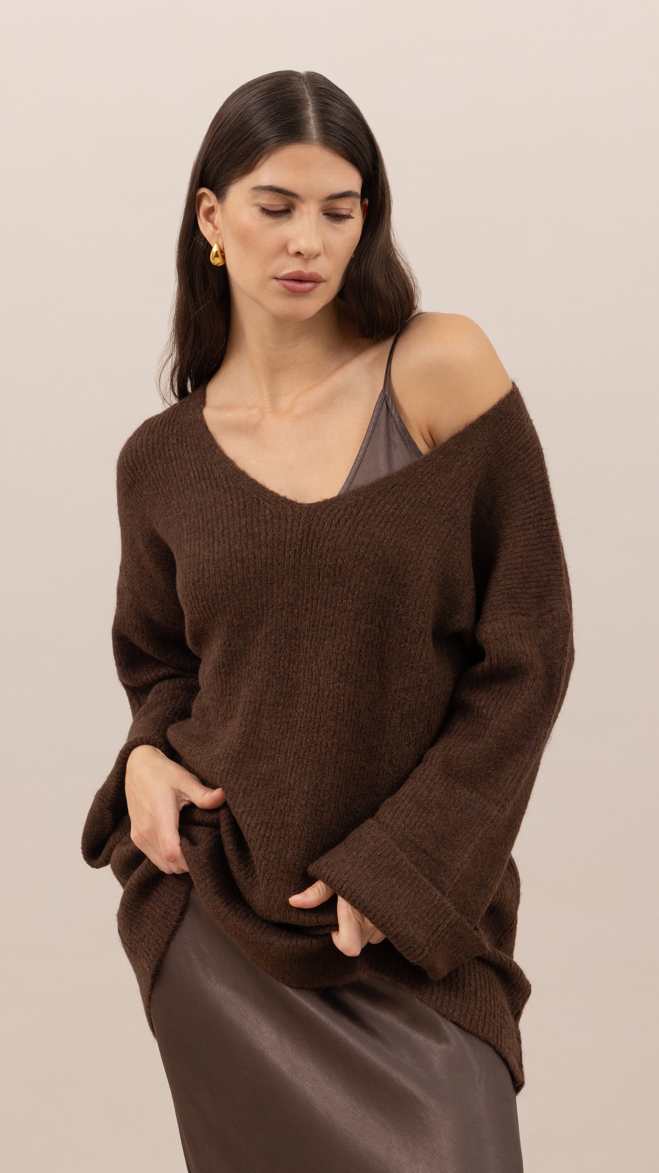 Luisa Sweater and Scarf   - Dark espresso