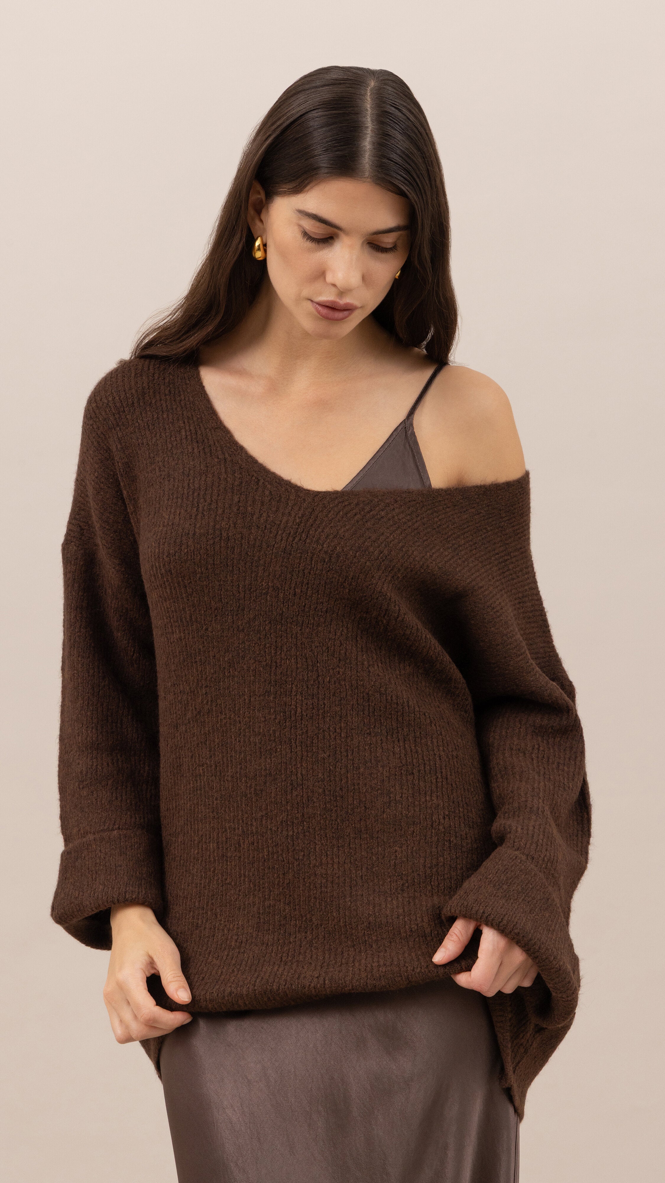 Luisa Sweater and Scarf   - Dark espresso