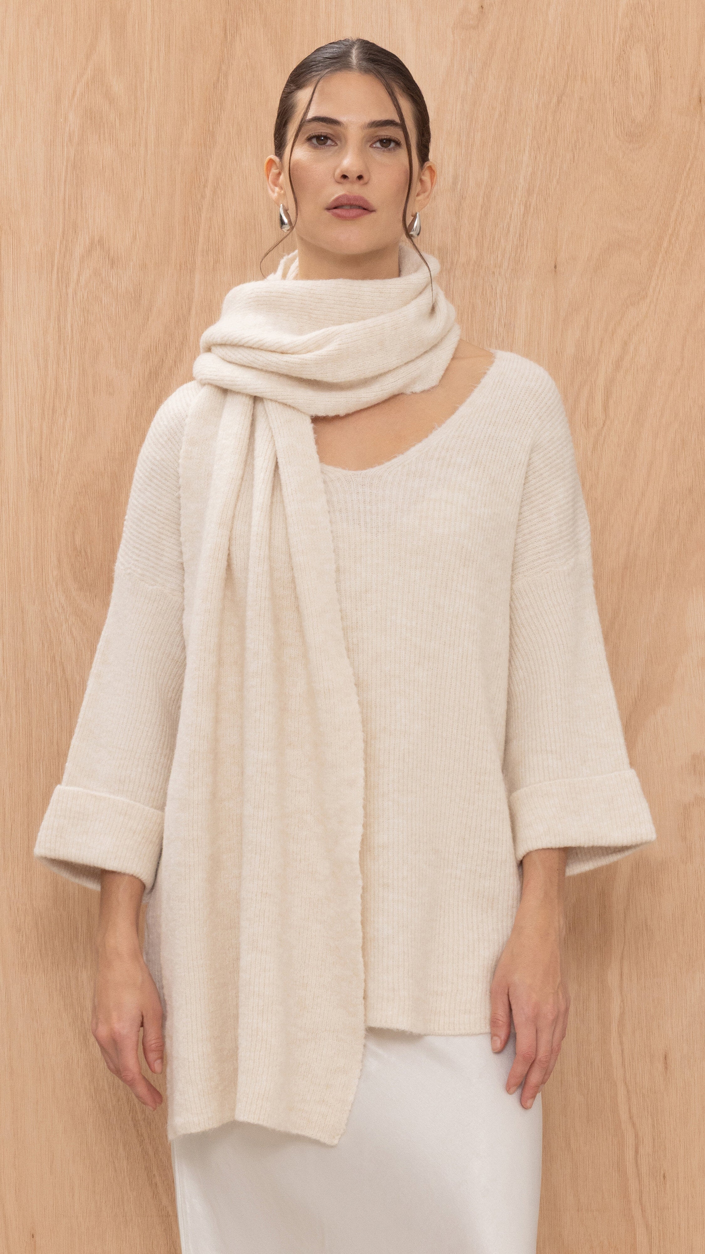 Luisa Sweater and Scarf   - Off-White