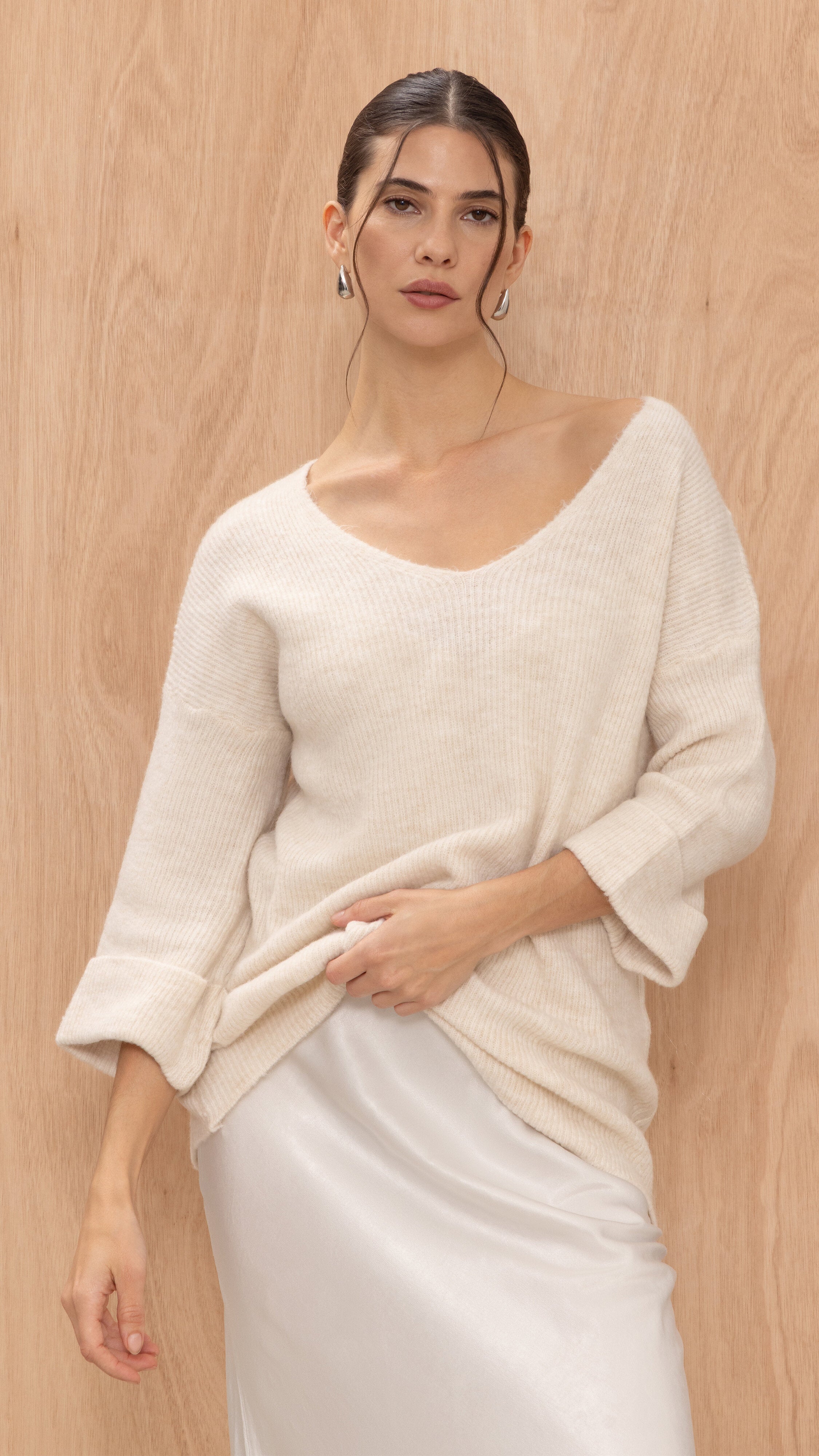 Luisa Sweater and Scarf   - Off-White