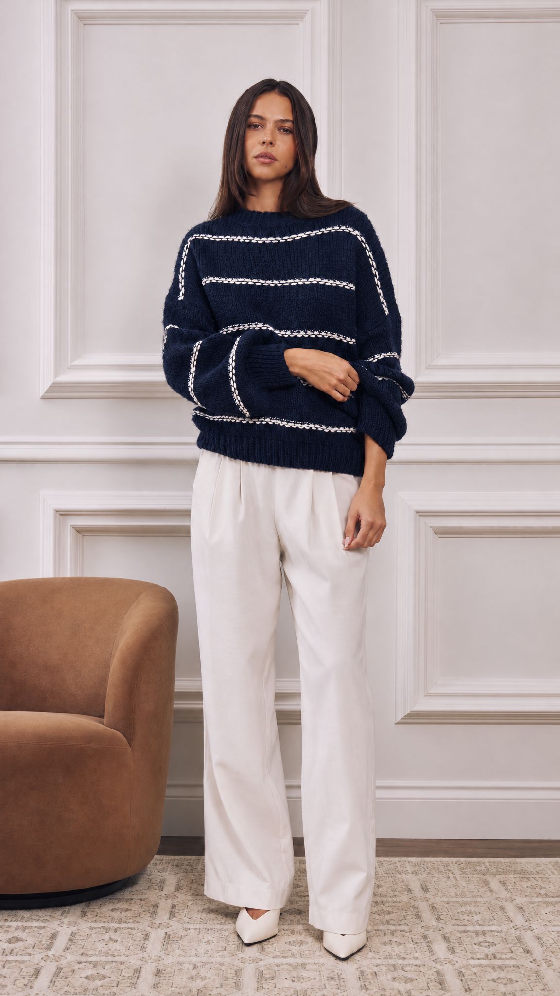Luana Striped Jumper - Navy