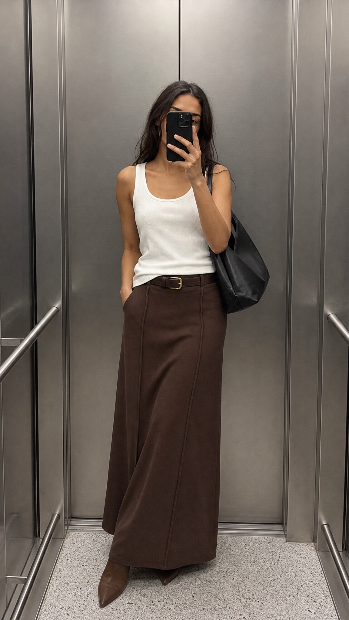 Maren skirt with belt - Dark Espresso