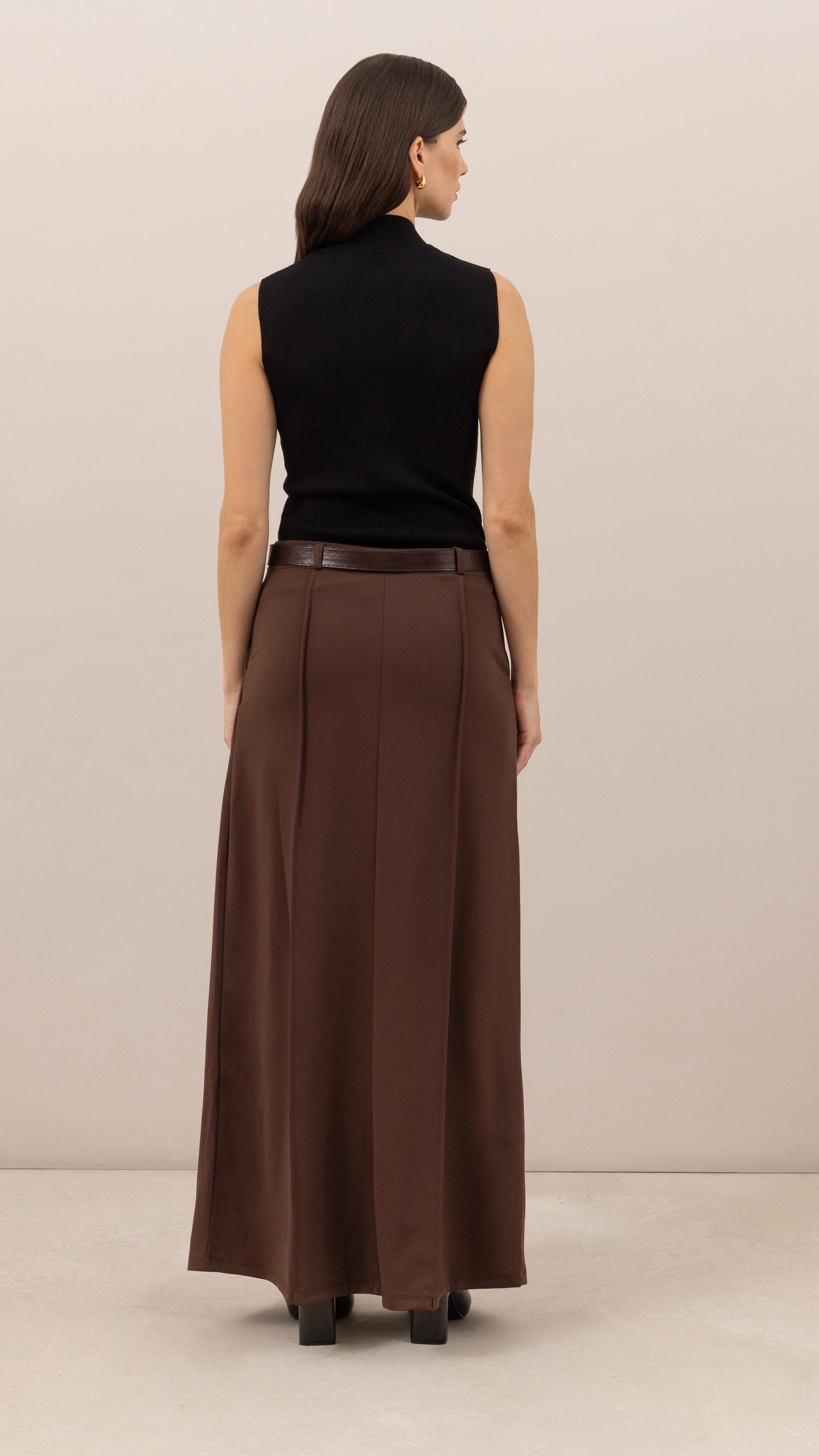 Maren skirt with belt - Dark Espresso