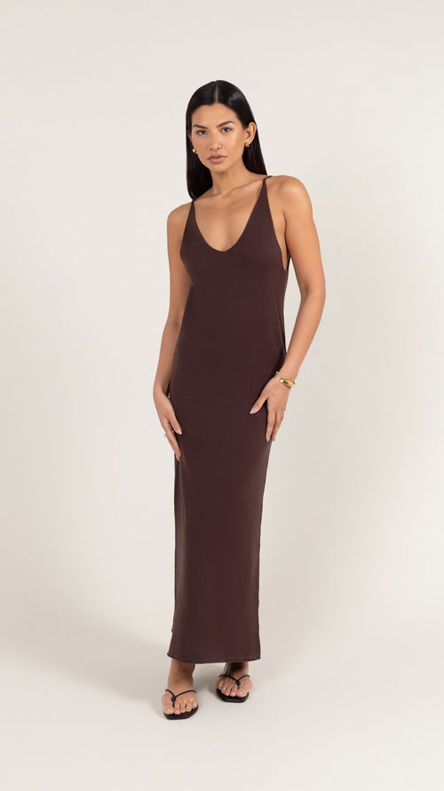 SOFIA KNIT DRESS - DARK ESPRESSO