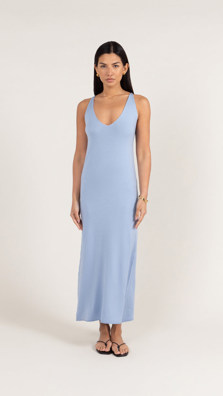 SOFIA KNIT DRESS - SKY BLUE