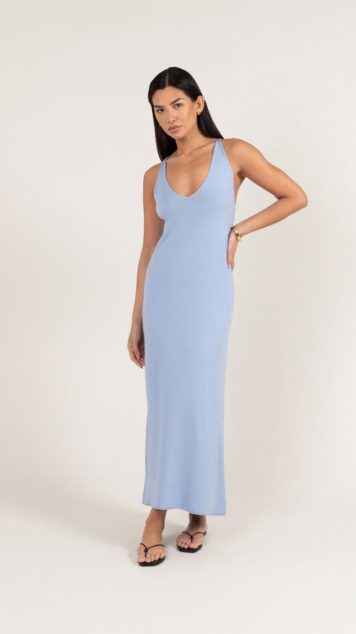 SOFIA KNIT DRESS - SKY BLUE
