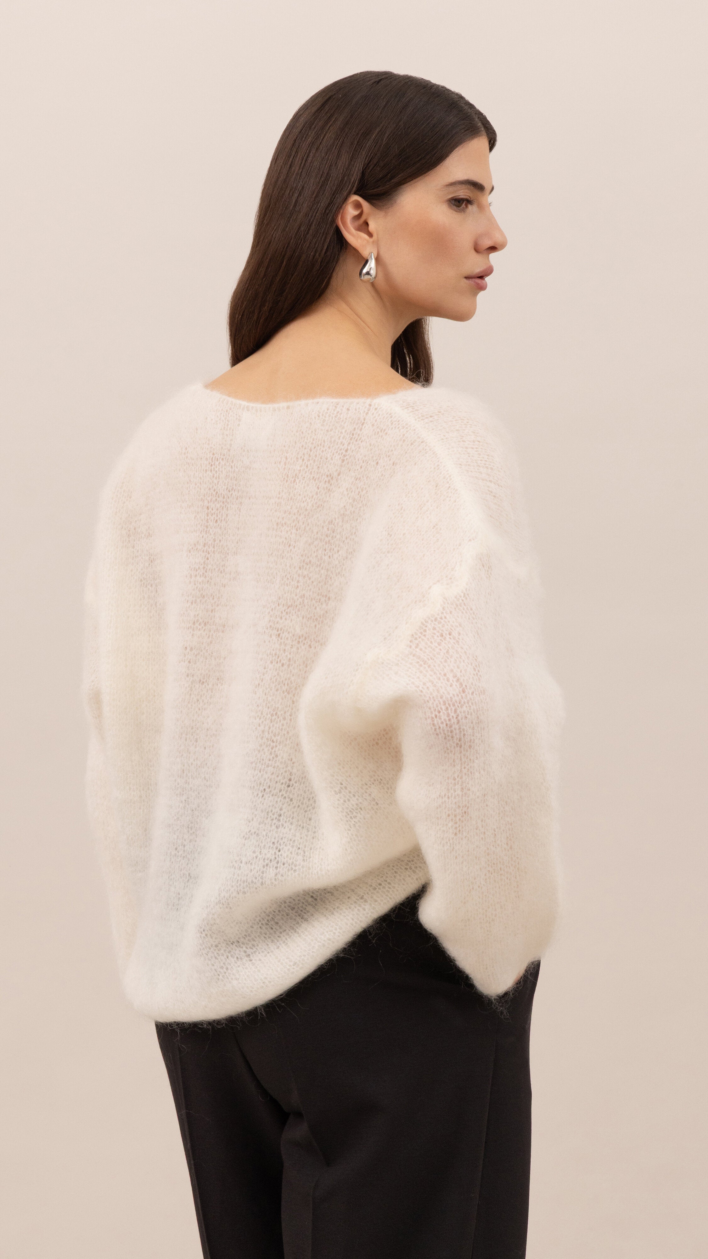 Tess Mohair V-Neck Sweater - Ivory
