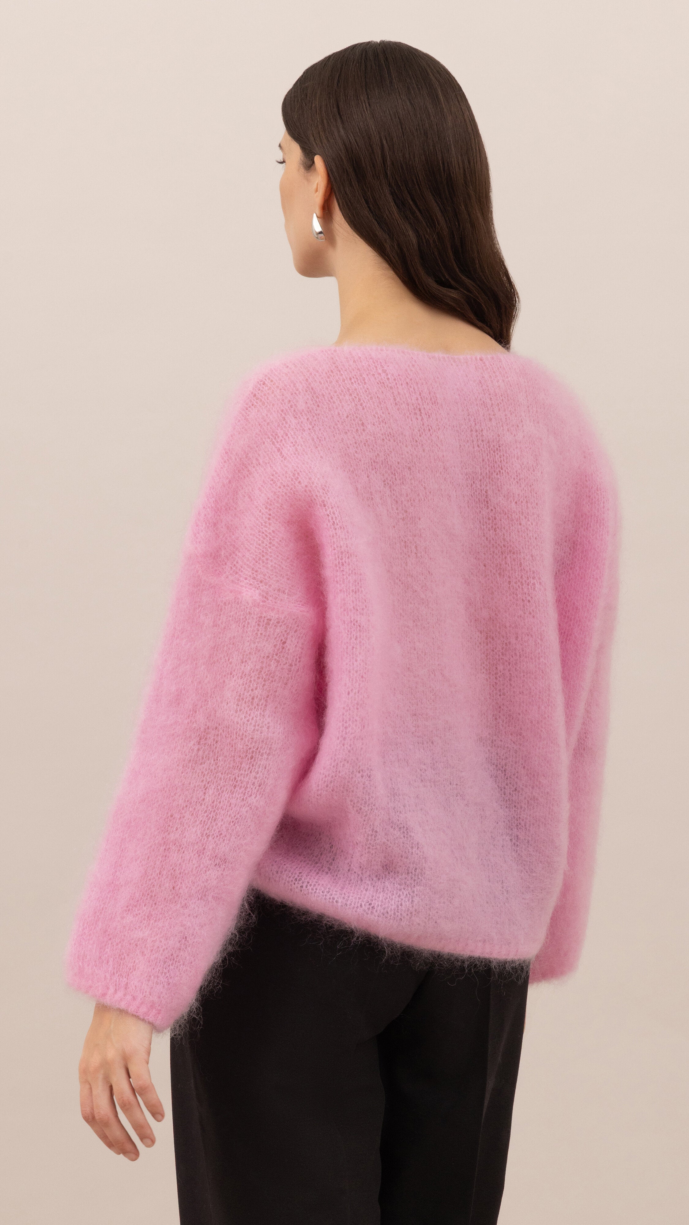 Tess Mohair V-Neck Sweater - Pink