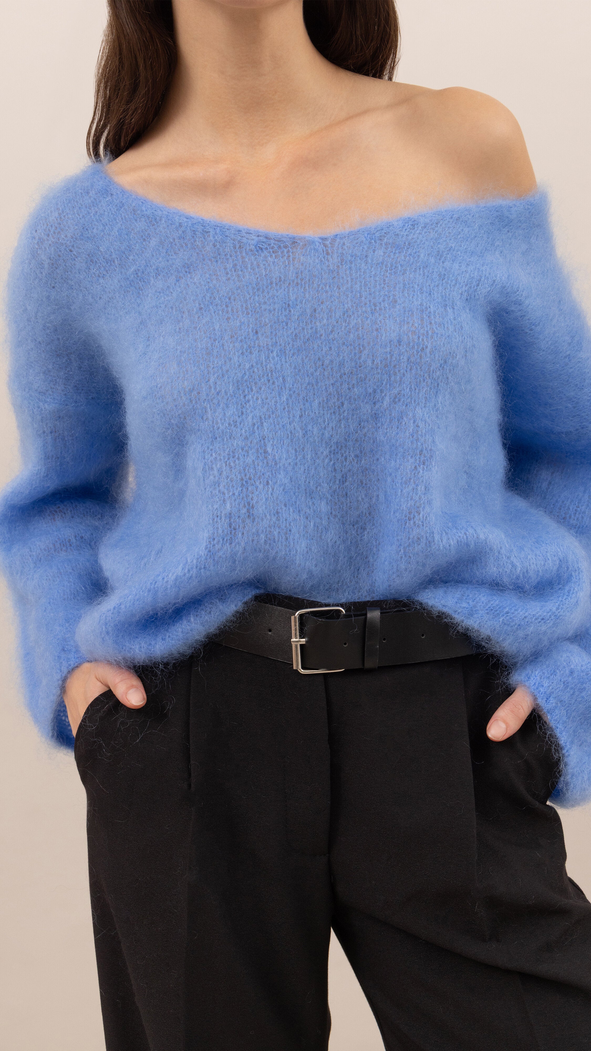 Tess Mohair V-Neck Sweater - Sky