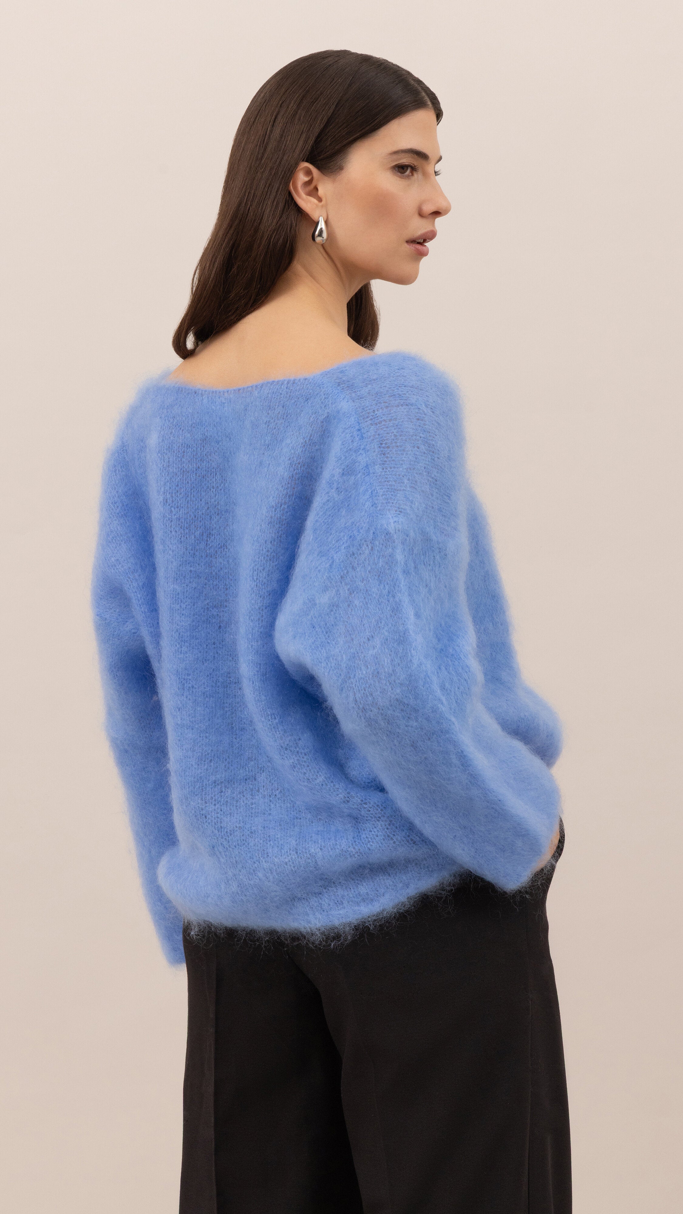 Tess Mohair V-Neck Sweater - Sky