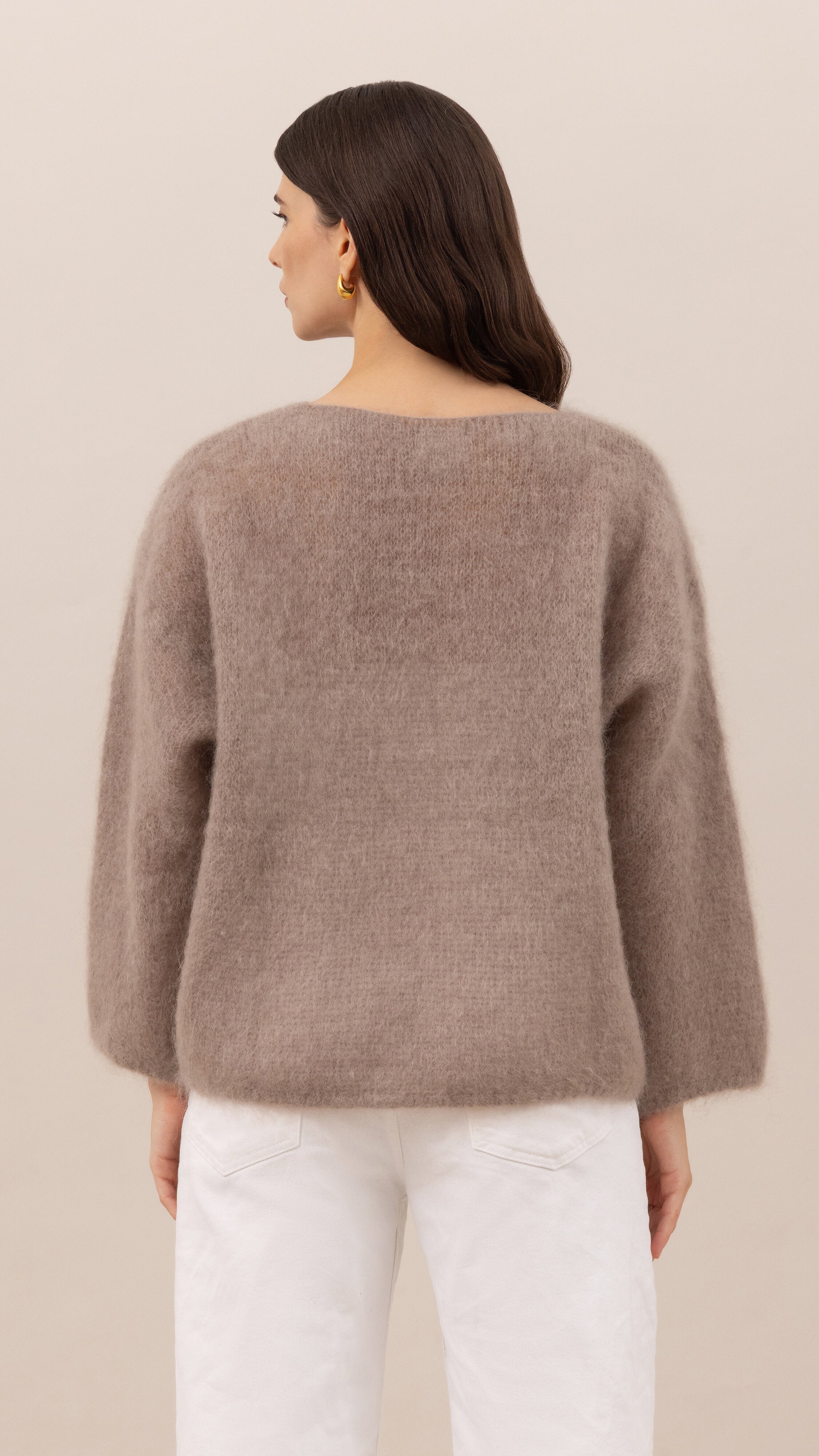 Tess Mohair V-Neck Sweater - Taupe