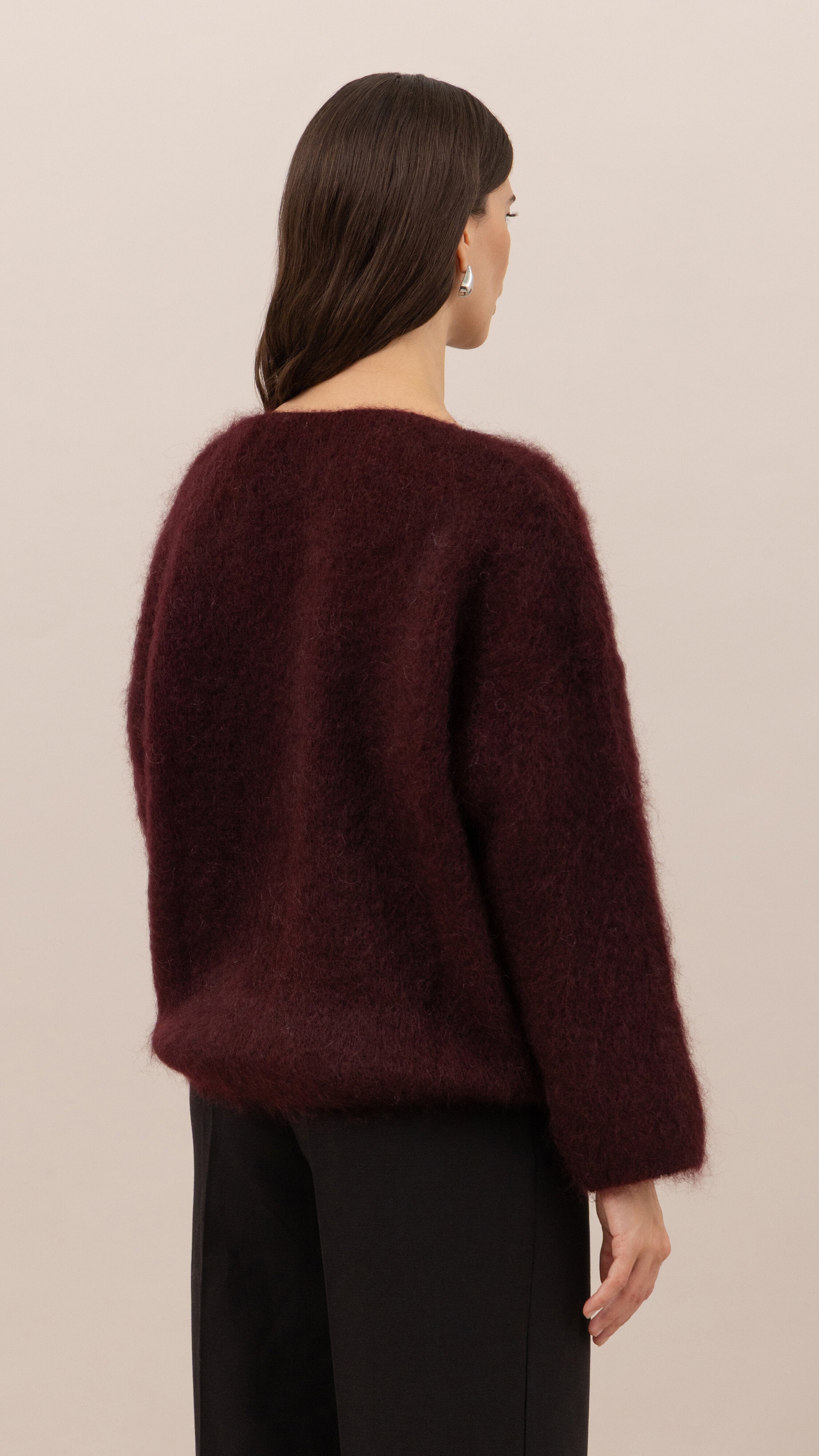 Tess Mohair V-Neck Sweater - Wine