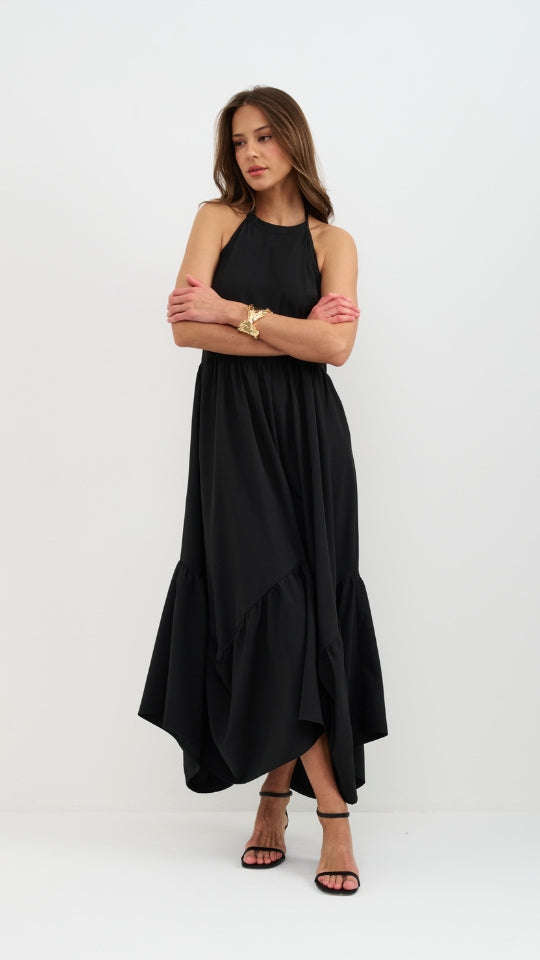 Juno Halter Neck Dress - Black