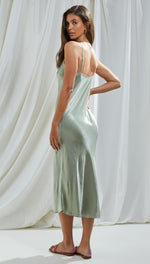 IRIS SATIN DRESS - EUCALYPTUS