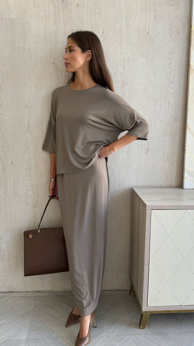 RAYA JERSEY TOP - TAUPE