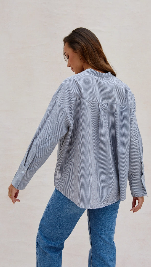 April Top - White/Black Stripe