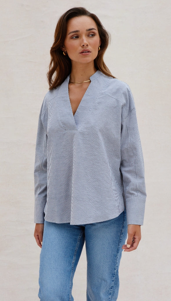 April Top - White/Black Stripe