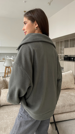 SOPHIE HALF ZIP SWEATER - CARBON