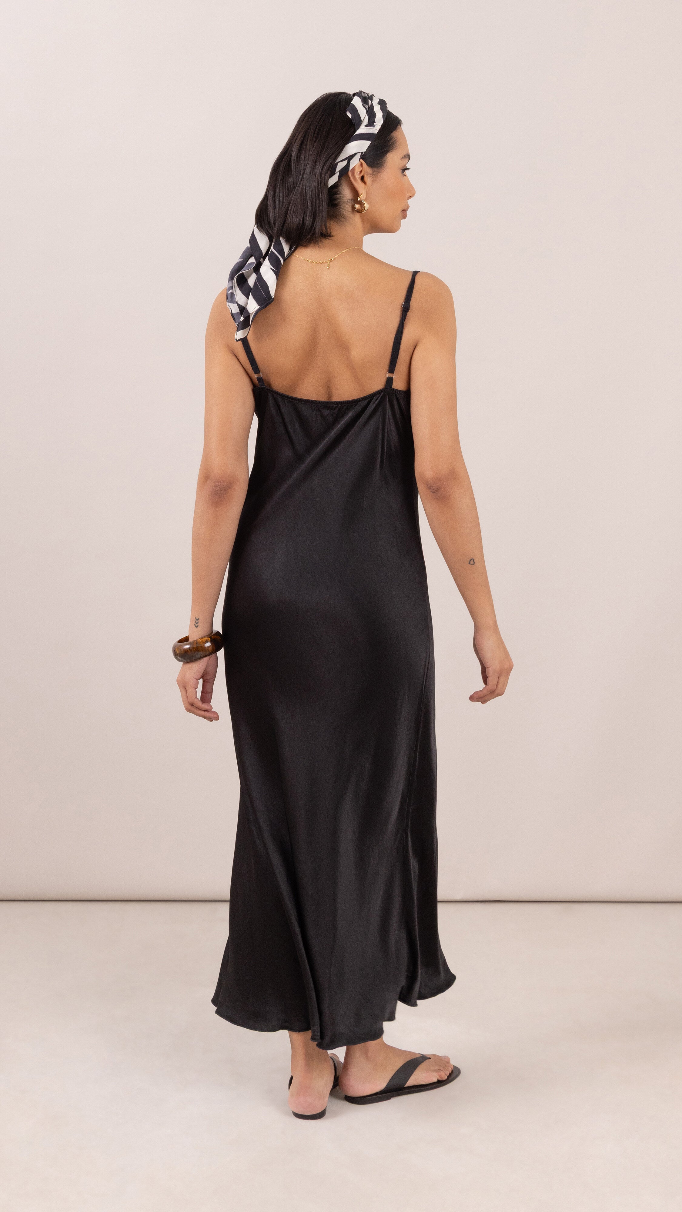 Alena Satin Dress - Black