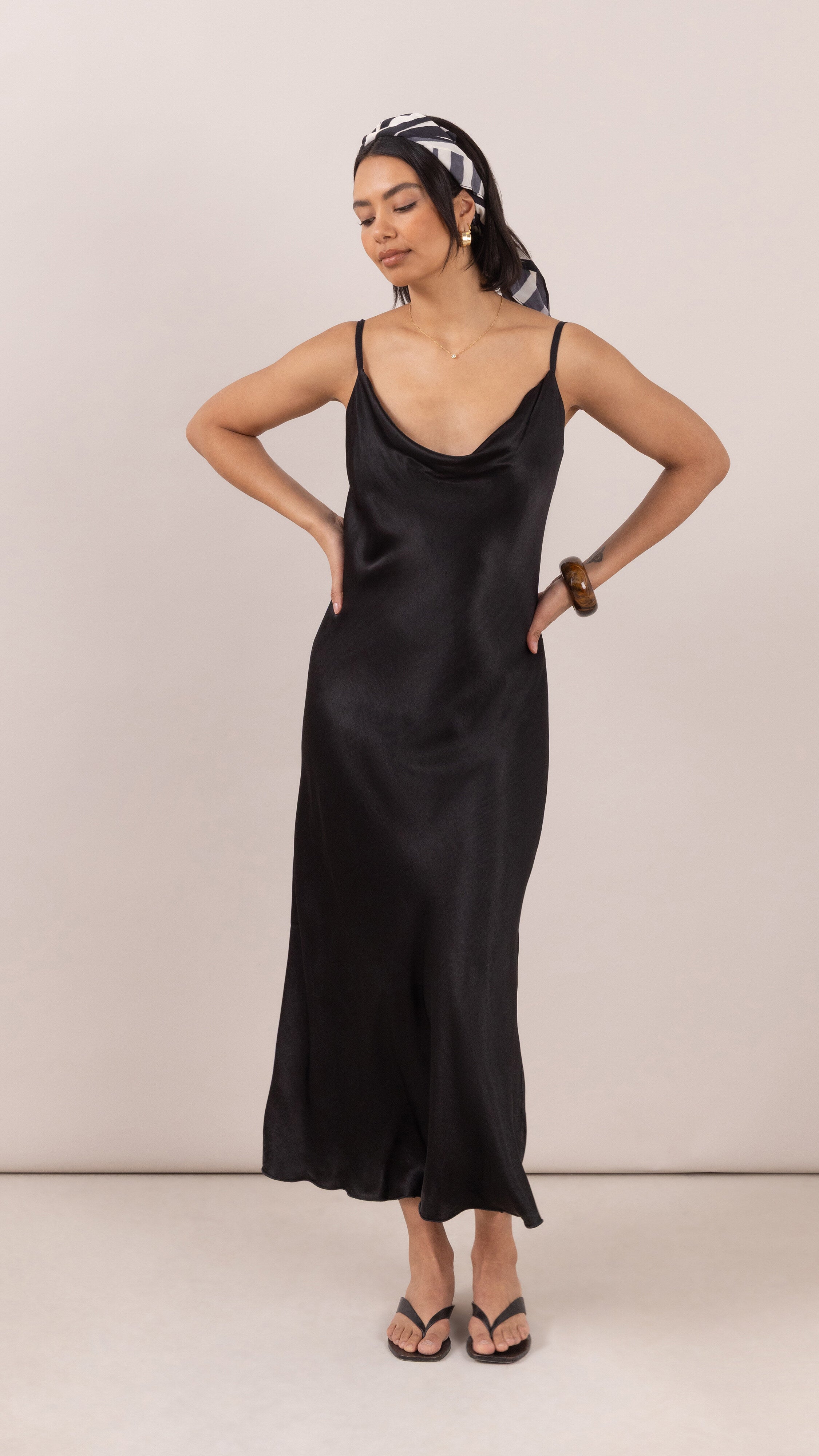 Alena Satin Dress - Black