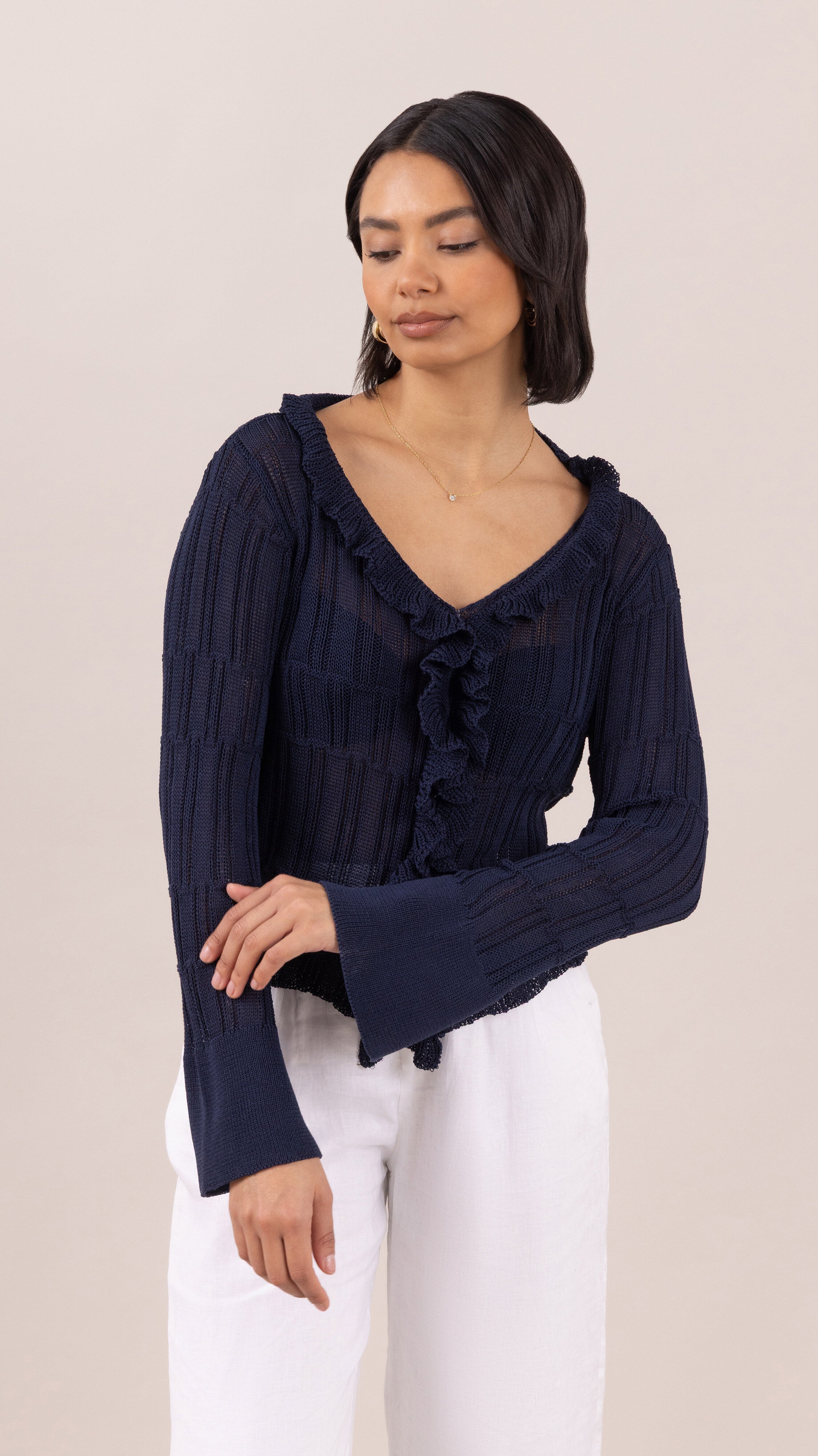 Daisy Frill Cardigan - Navy Blue