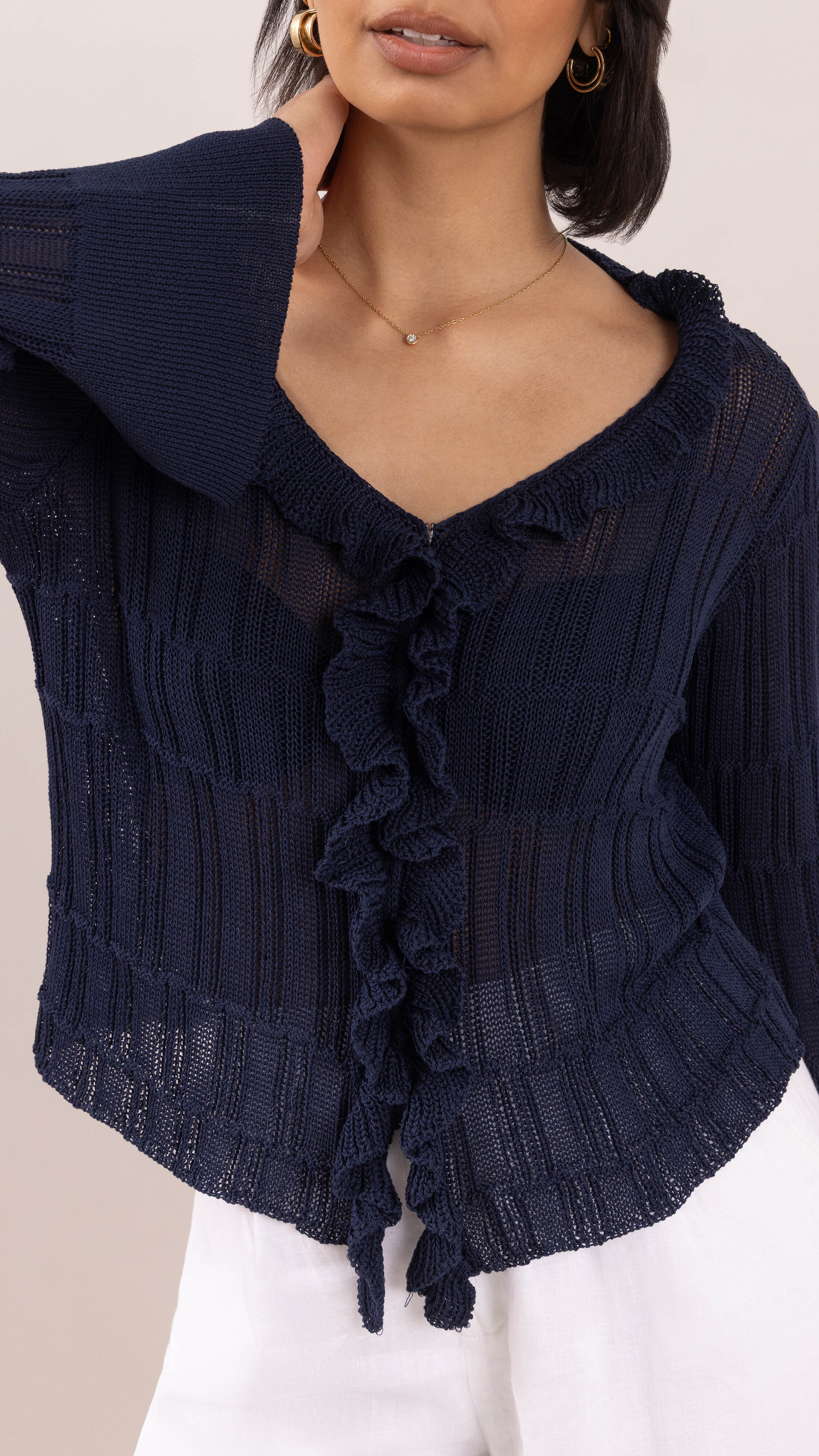 Daisy Frill Cardigan - Navy Blue