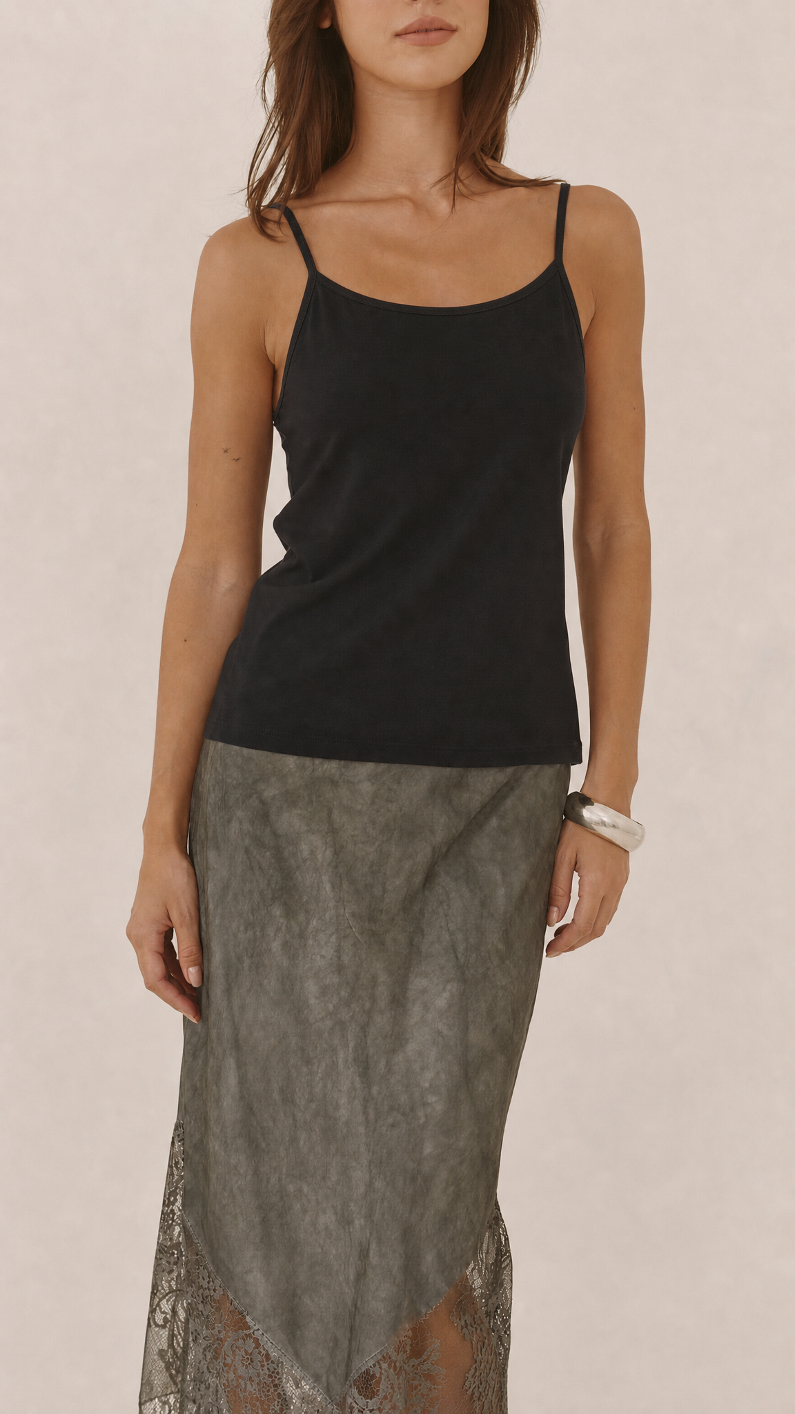 Isla Jersey Vest Top - Black