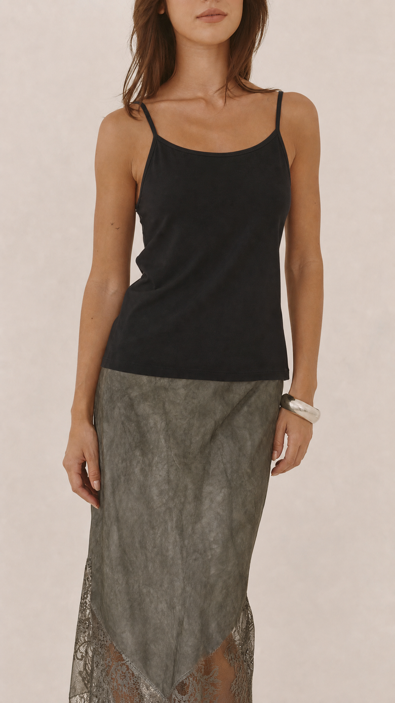 Isla Jersey Vest Top - Black