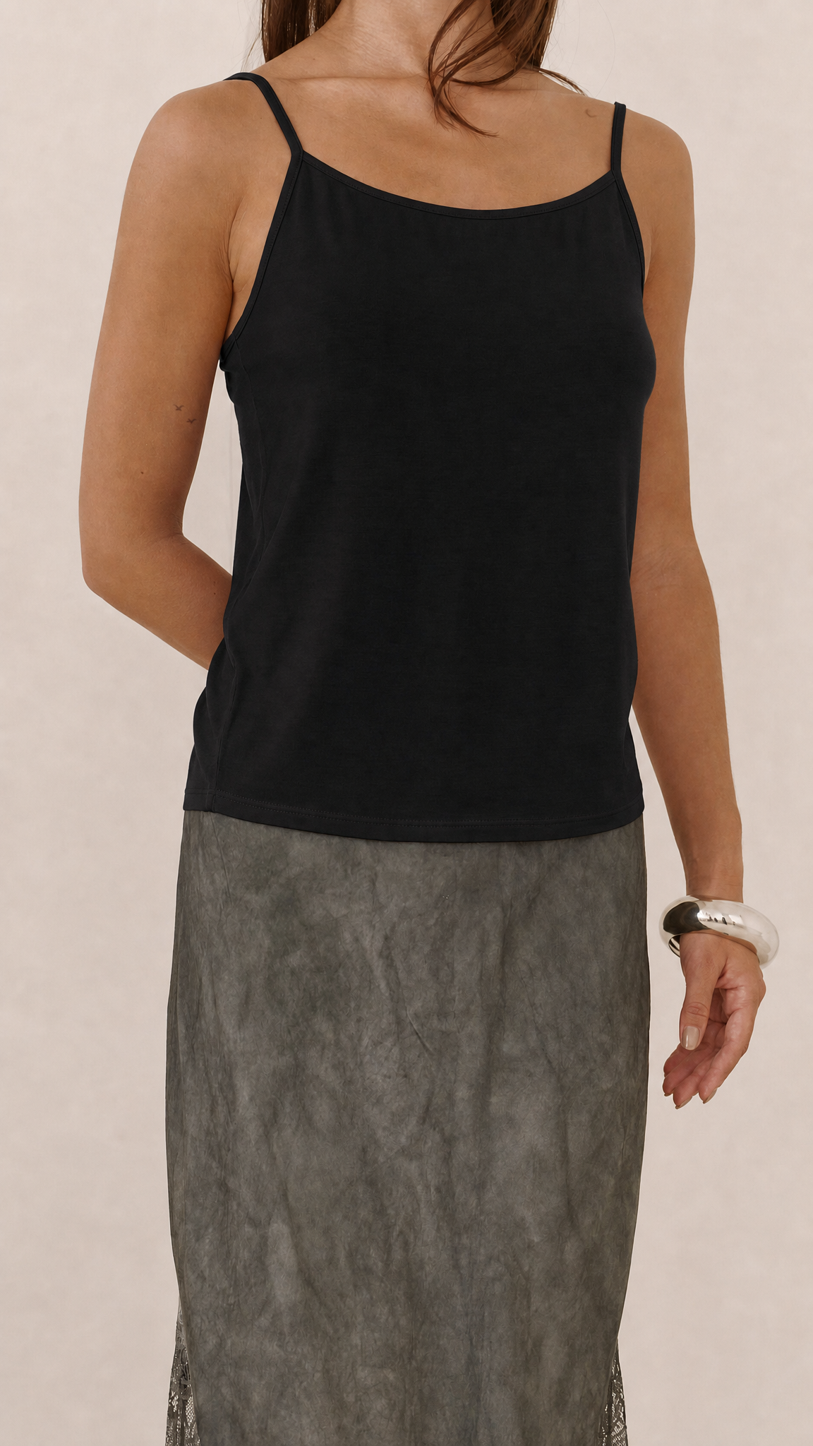 Isla Jersey Vest Top - Black